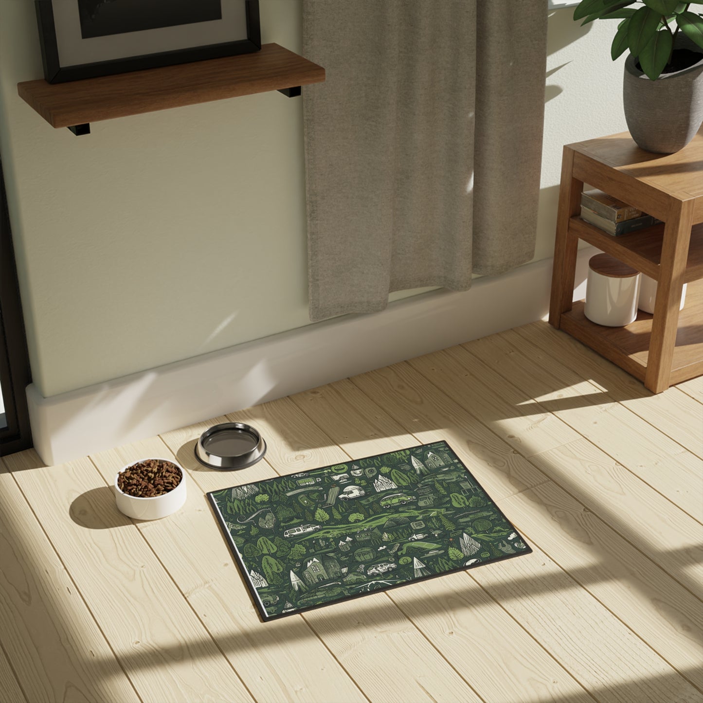 Mountain Map Pet Mat – Non-Slip Camping Placemat for Dogs & Cats, 18x24"