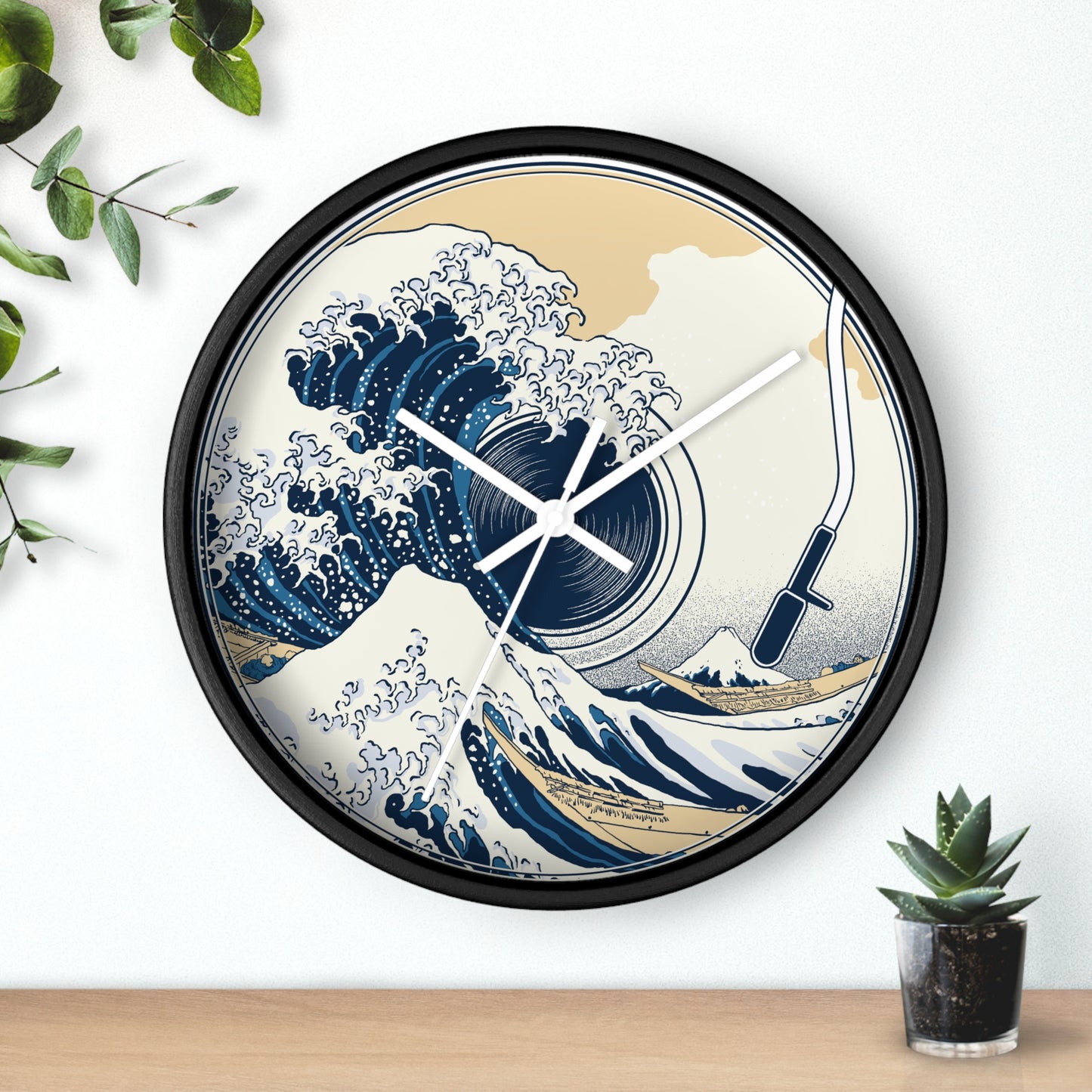 Ocean Waves Freedom Wall Clock – Artistic Vinyl Turntable Design
