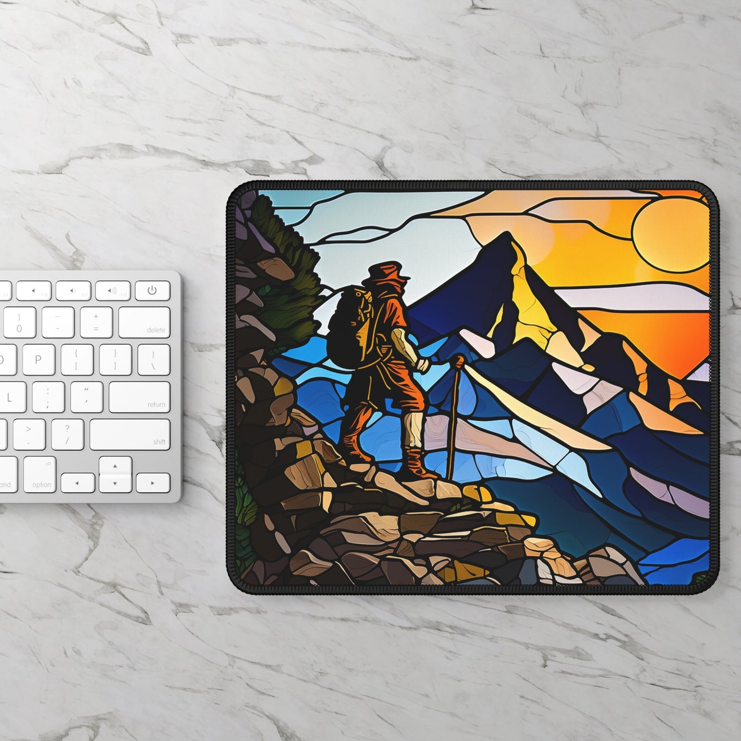 Mountain Hiker Mouse Pad – Bold Art for Outdoor Enthusiasts