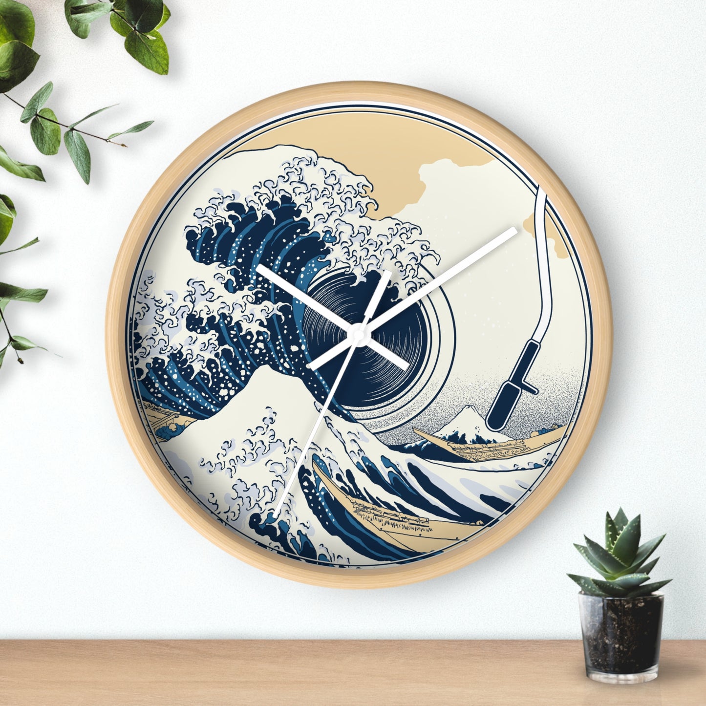 Ocean Waves Freedom Wall Clock – Artistic Vinyl Turntable Design