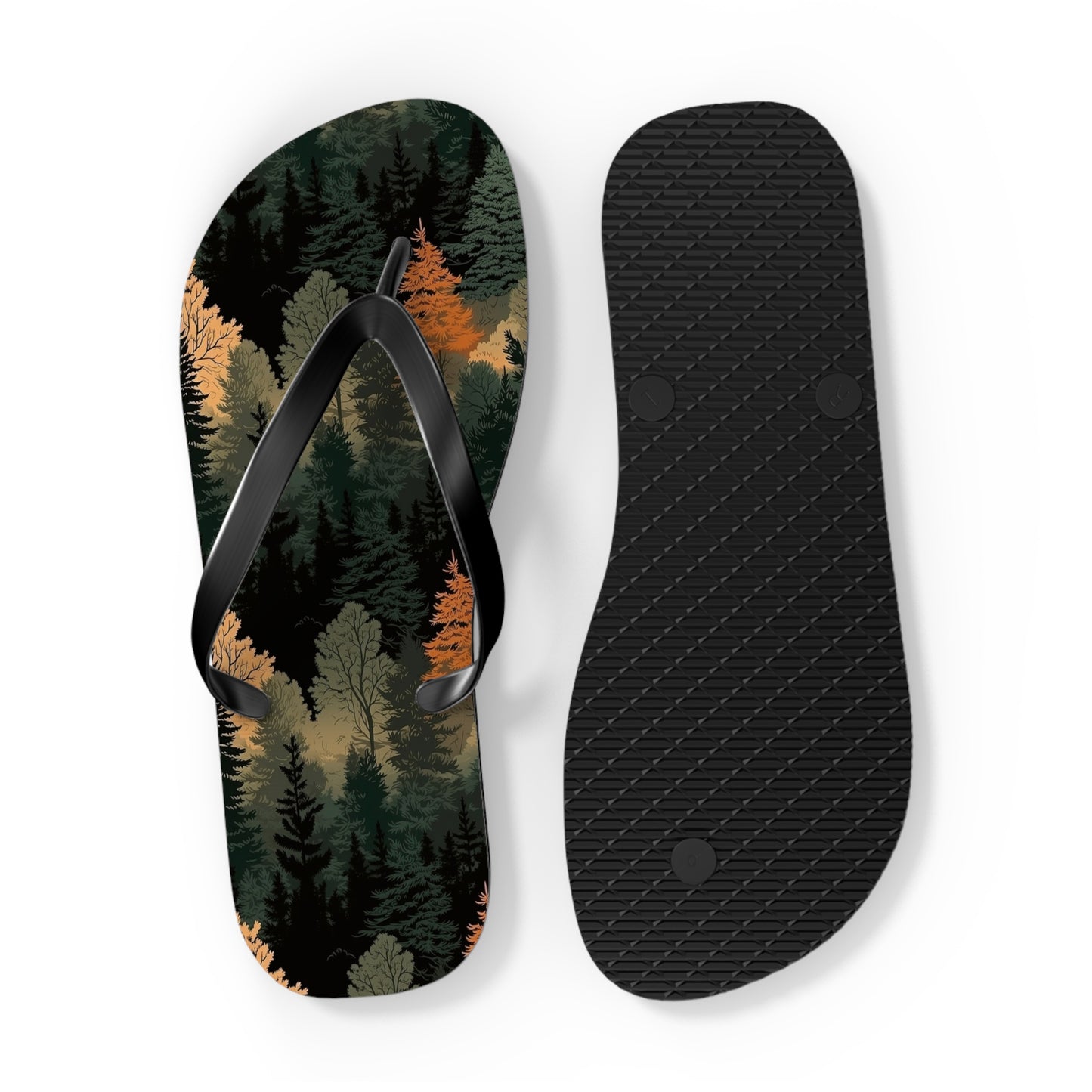 Forest Flip Flops – Comfortable Summer Sandals with Autumn Tree Design