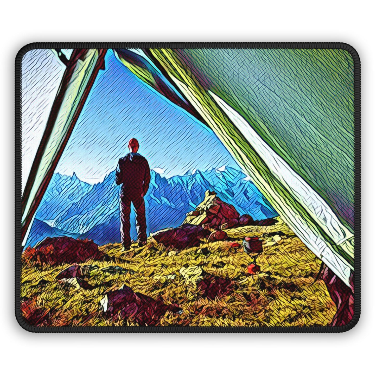 Tent View Mouse Pad – Scenic Mountain Perspective for Hikers & Dreamers