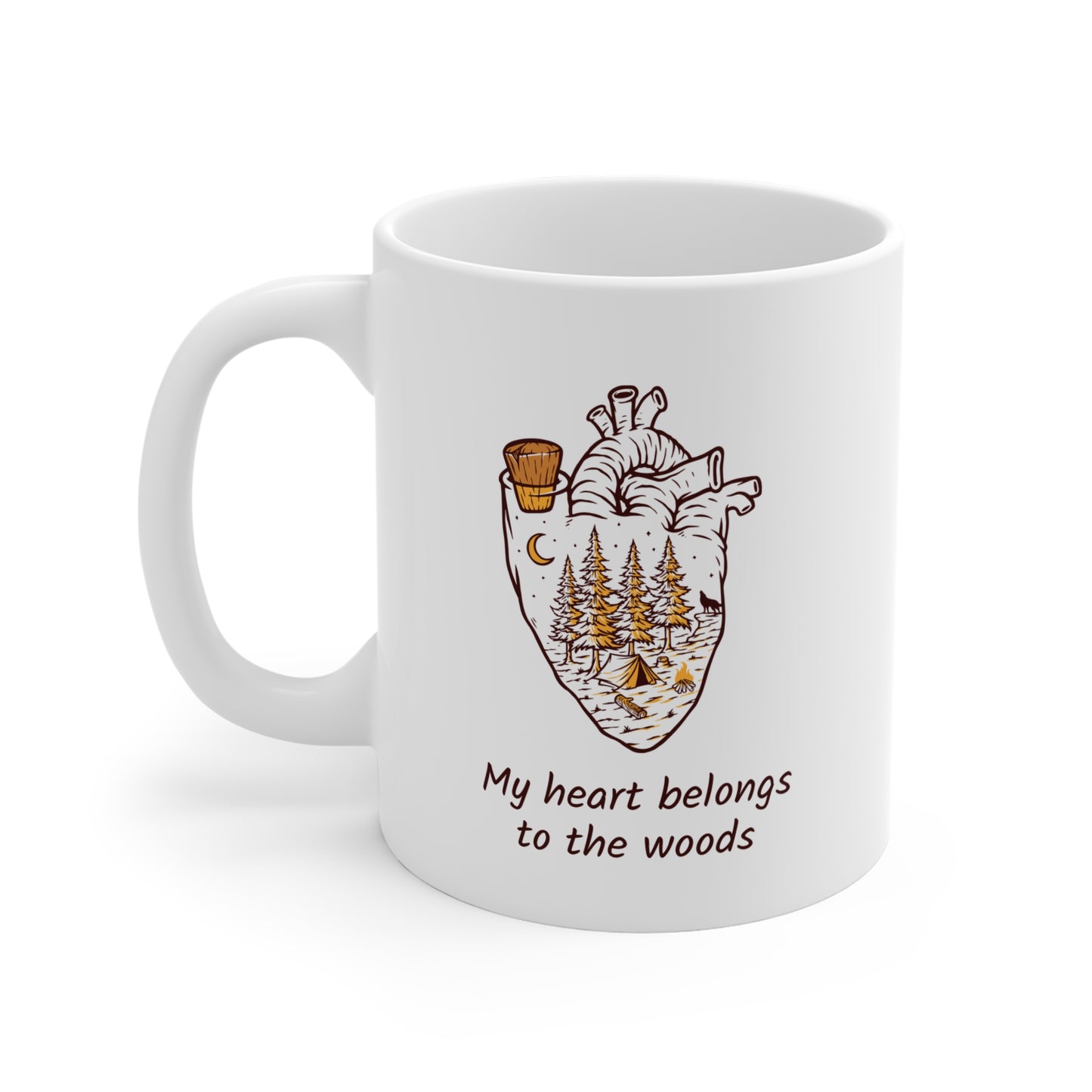Heart Forest Mug – Nature & Camping Artwork