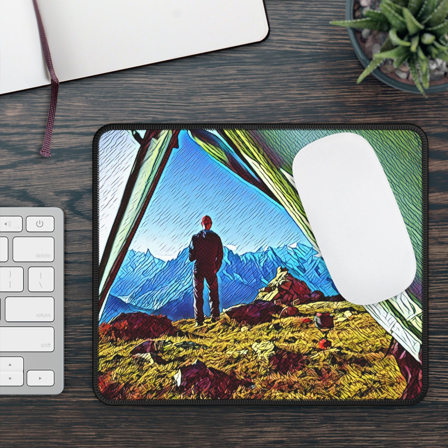 Tent View Mouse Pad – Scenic Mountain Perspective for Hikers & Dreamers