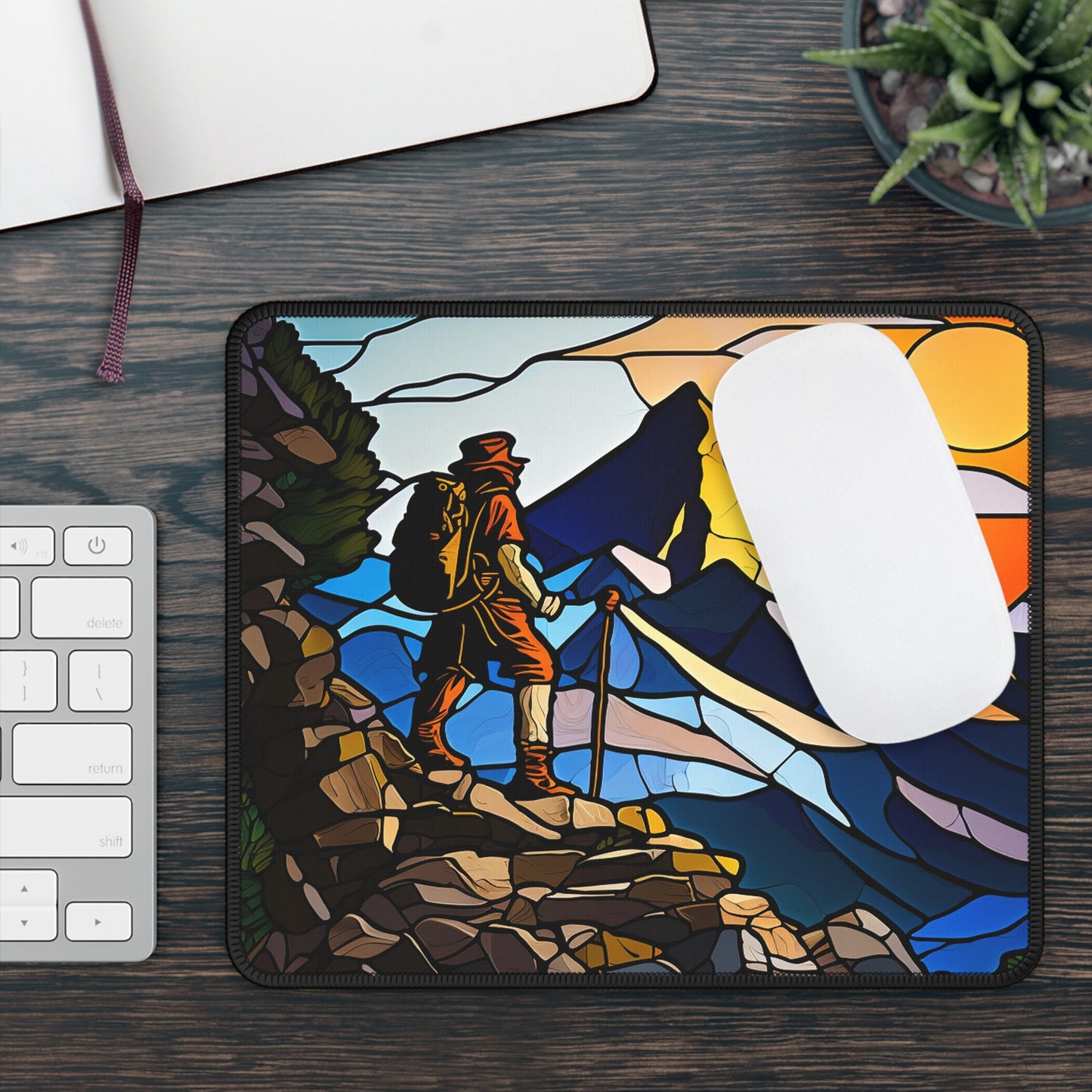 Mountain Hiker Mouse Pad – Bold Art for Outdoor Enthusiasts