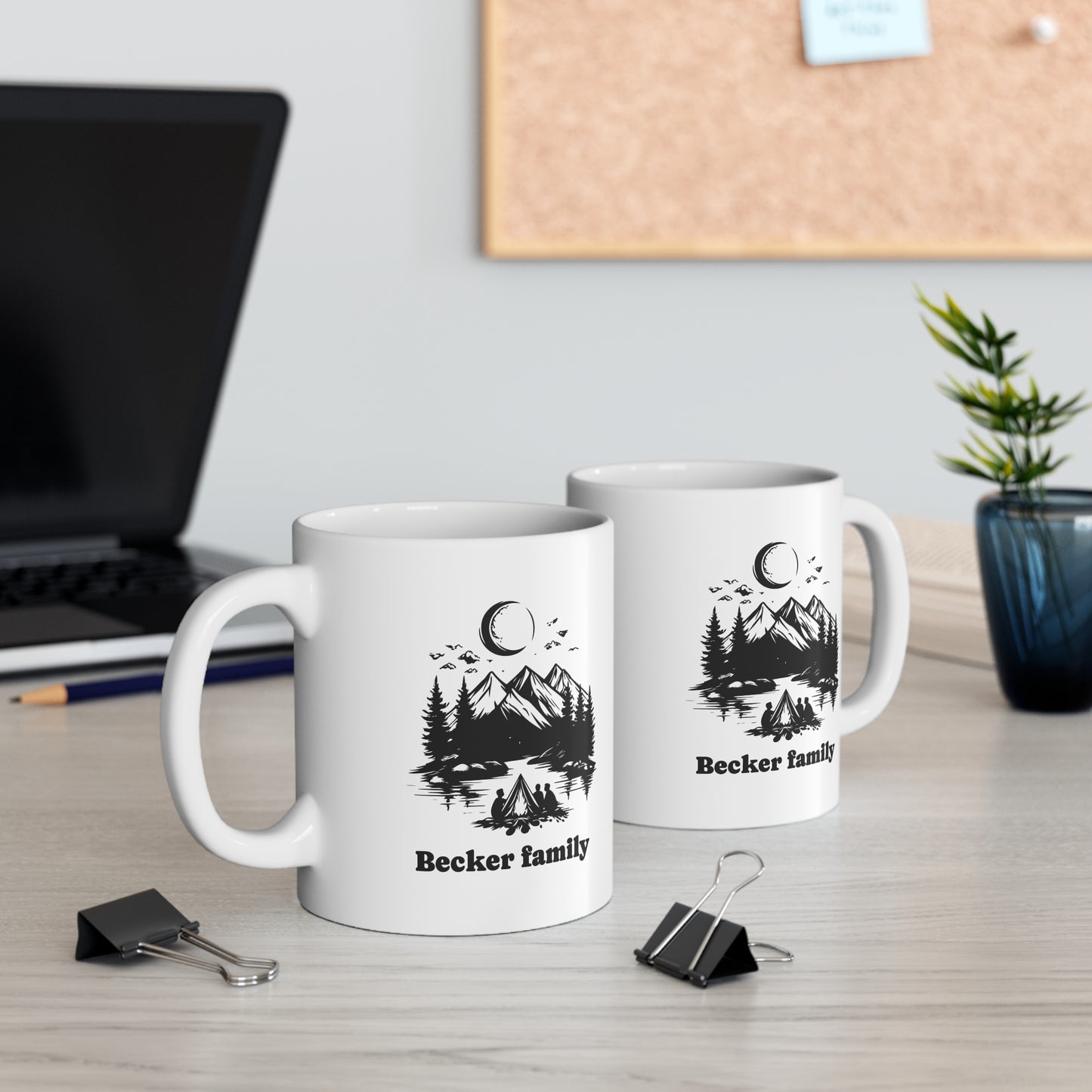 Family Camping Mug – Mountain & Campfire Design