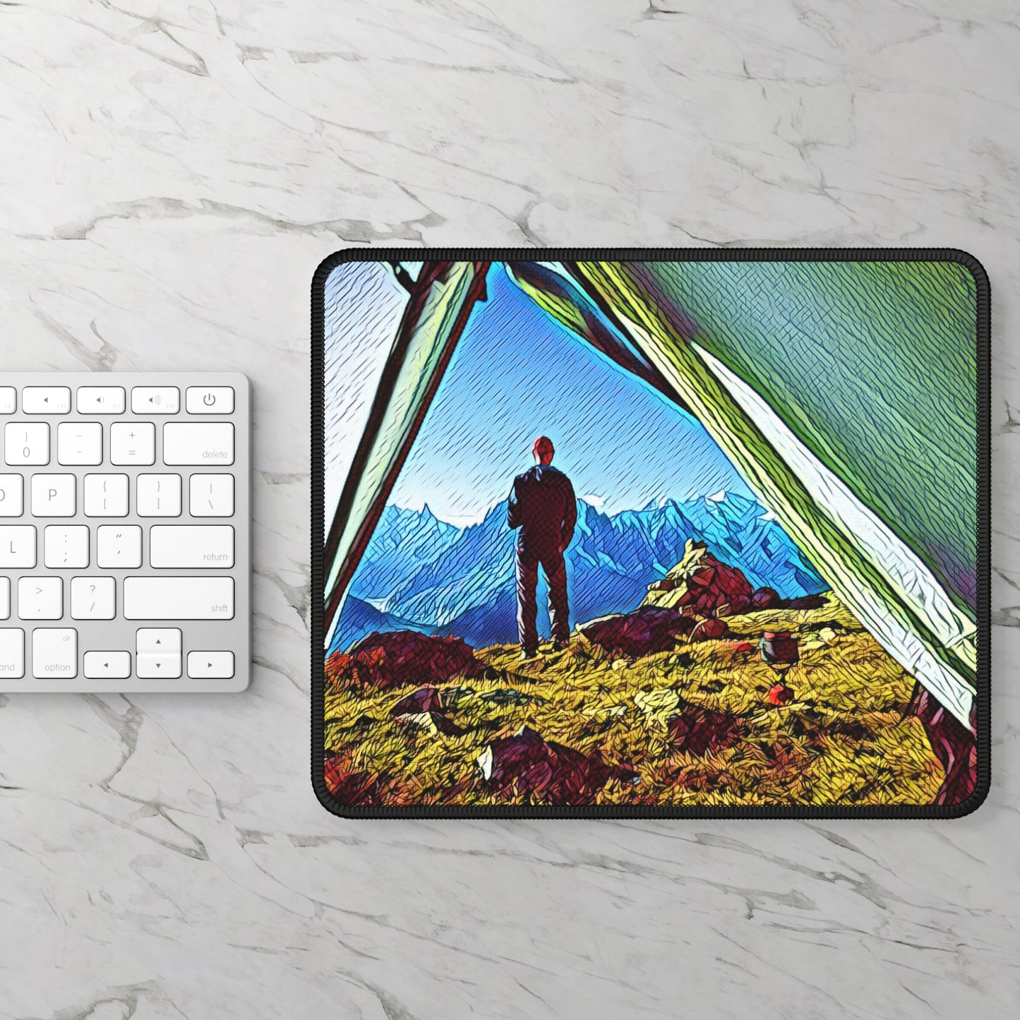 Tent View Mouse Pad – Scenic Mountain Perspective for Hikers & Dreamers