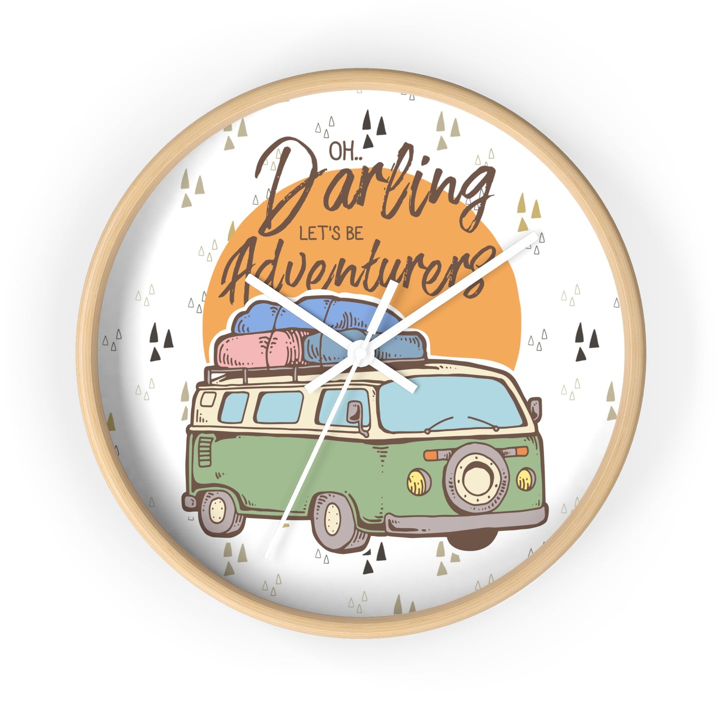 Adventure Awaits Wall Clock – Retro Camper Van Design