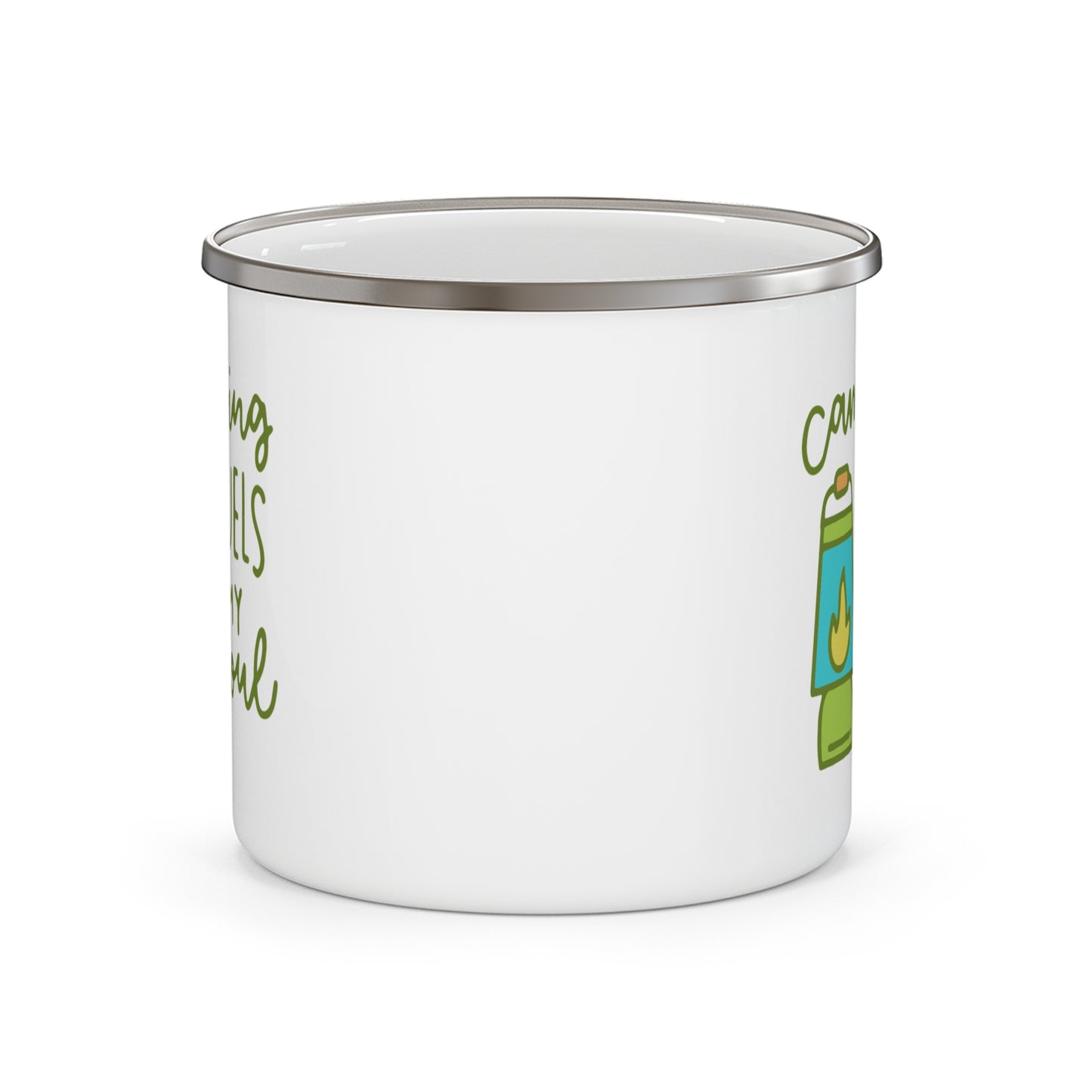 Camping Fuels My Soul Enamel Mug – Inspirational 12oz Cup for Outdoor Adventures