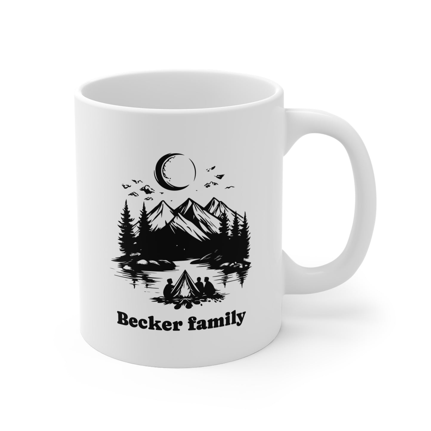 Family Camping Mug – Mountain & Campfire Design