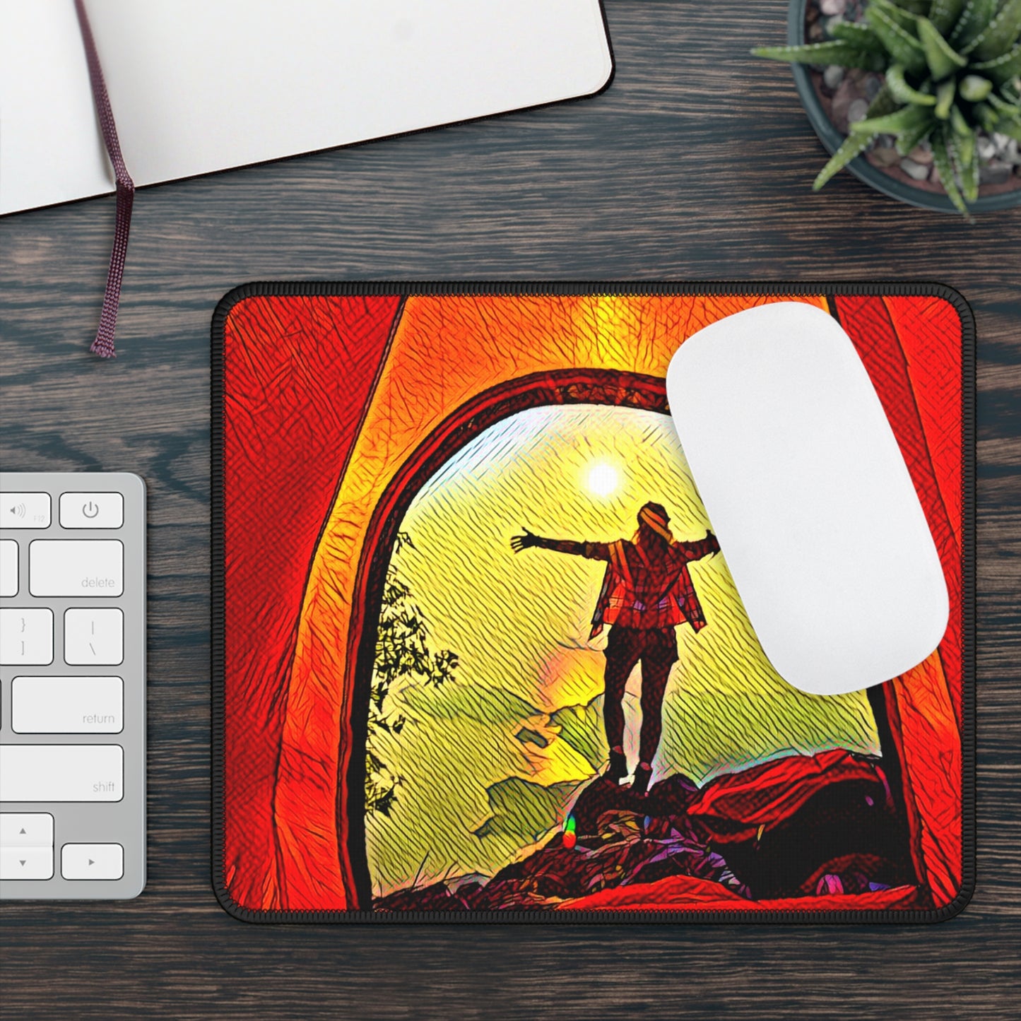 Sunrise Freedom Mouse Pad – Inspiring Tent View for Outdoor Spirits