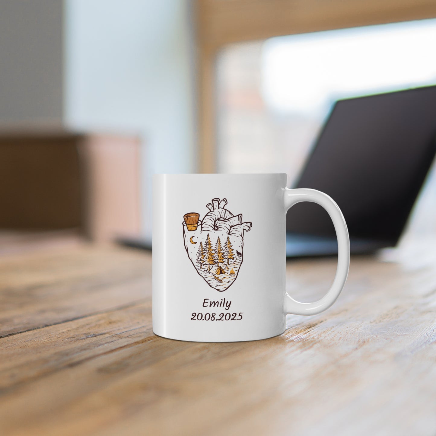 Heart Forest Mug – Nature & Camping Artwork