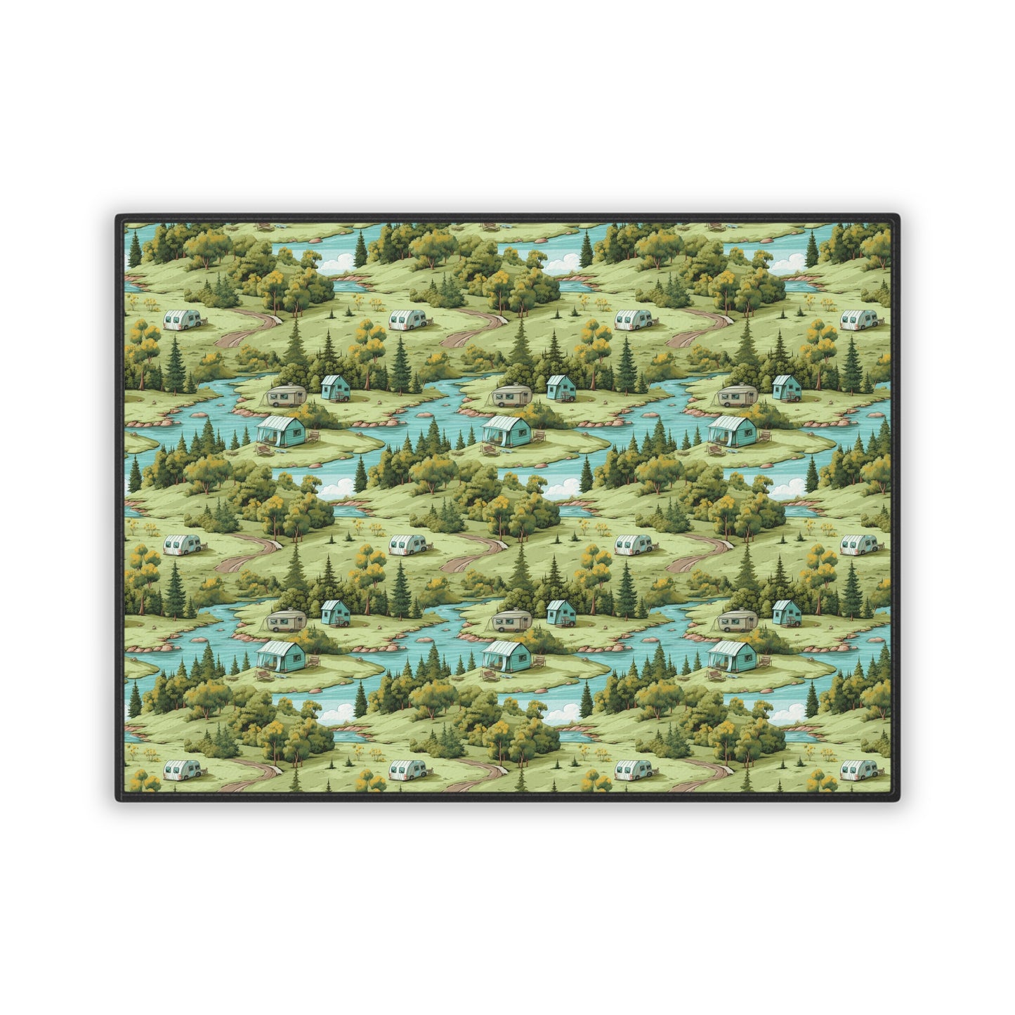 Camping-Themed Pet Feeding Mat – Non-Slip 18x24" Dog & Cat Placemat