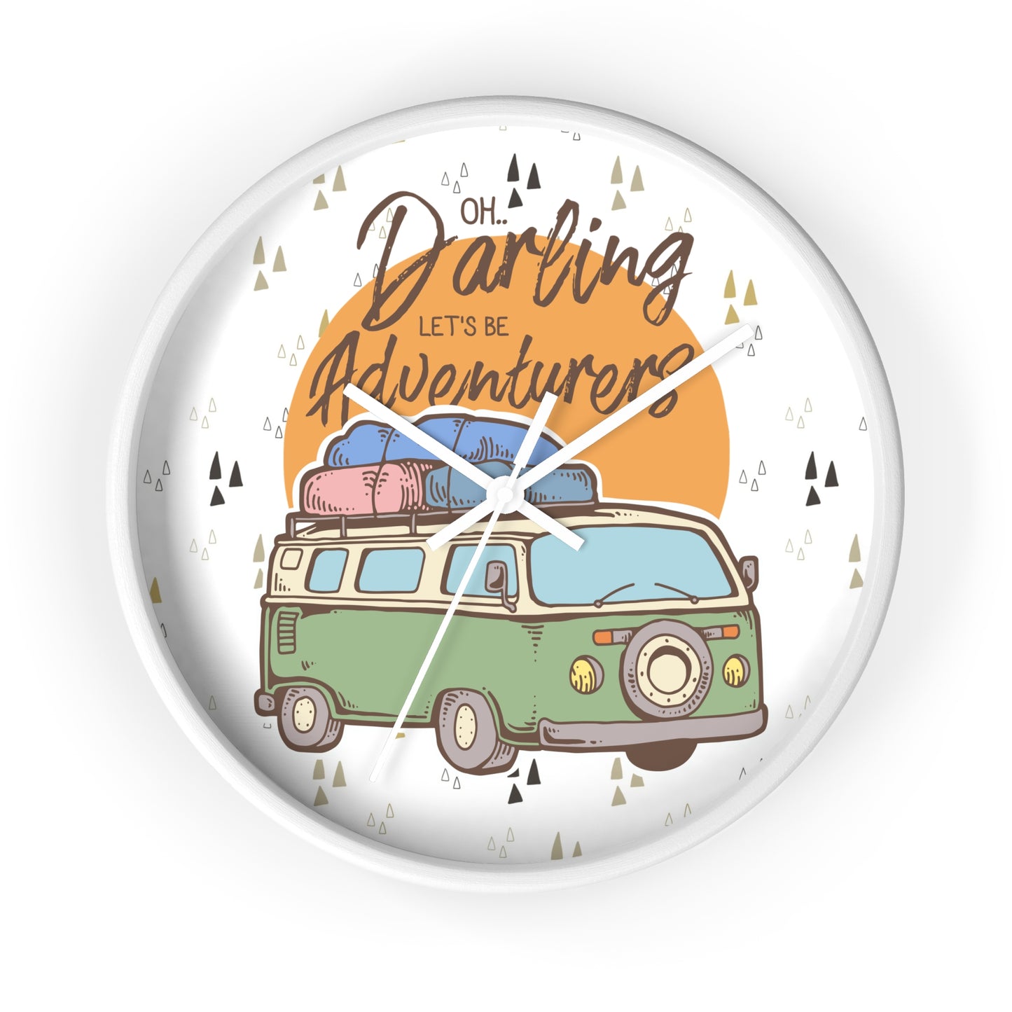 Adventure Awaits Wall Clock – Retro Camper Van Design