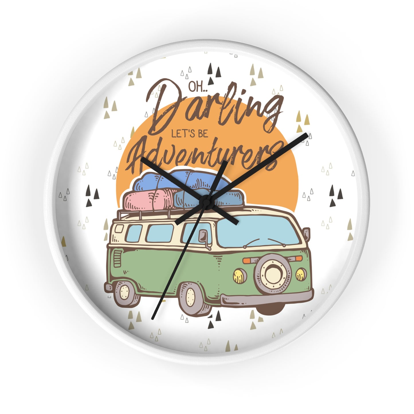 Adventure Awaits Wall Clock – Retro Camper Van Design