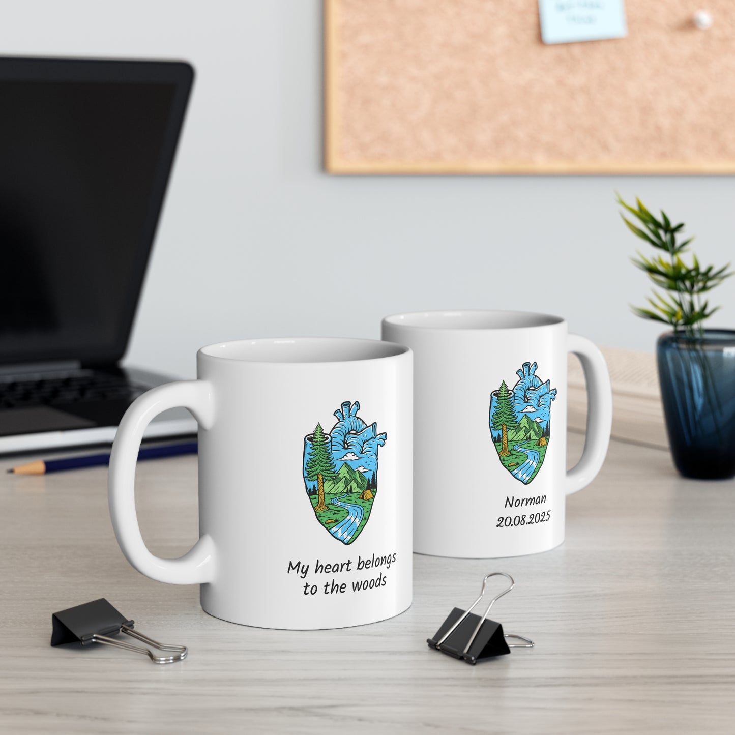 Heart Nature Mug – Mountain & Forest Design