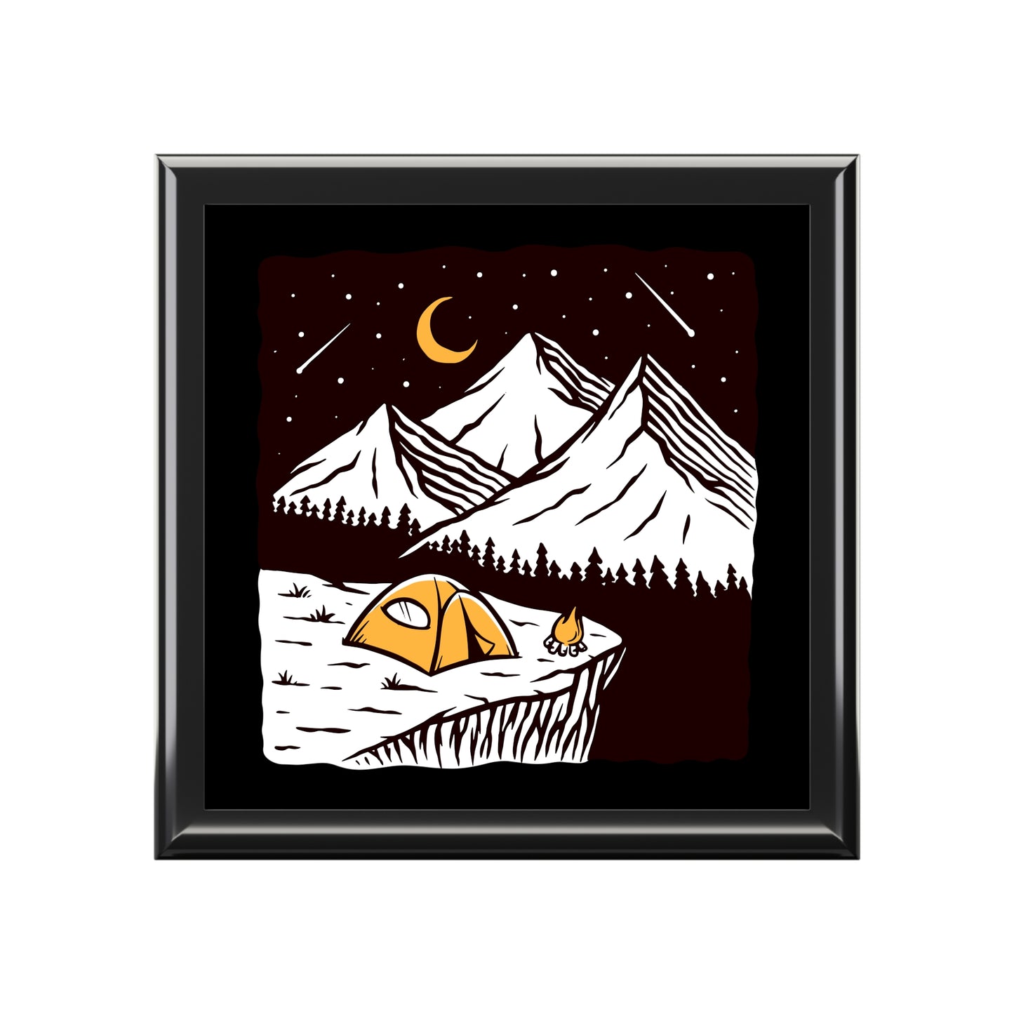 Mountain Night Jewelry Box – Scenic Camping Keepsake with Tent & Moon