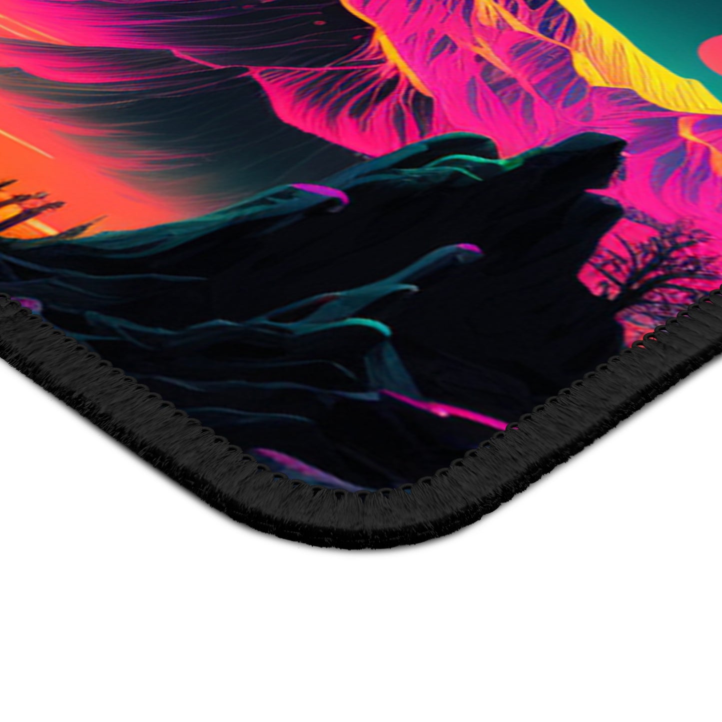 Neon Mountain Mouse Pad – Futuristic Landscape for Nature & Sci-Fi Fans
