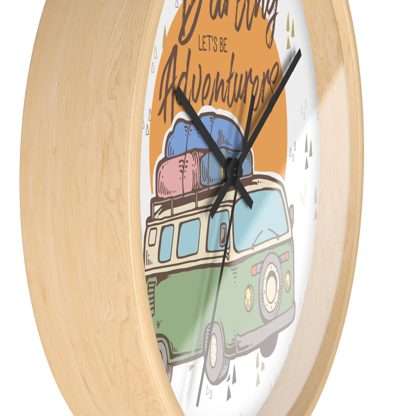 Adventure Awaits Wall Clock – Retro Camper Van Design