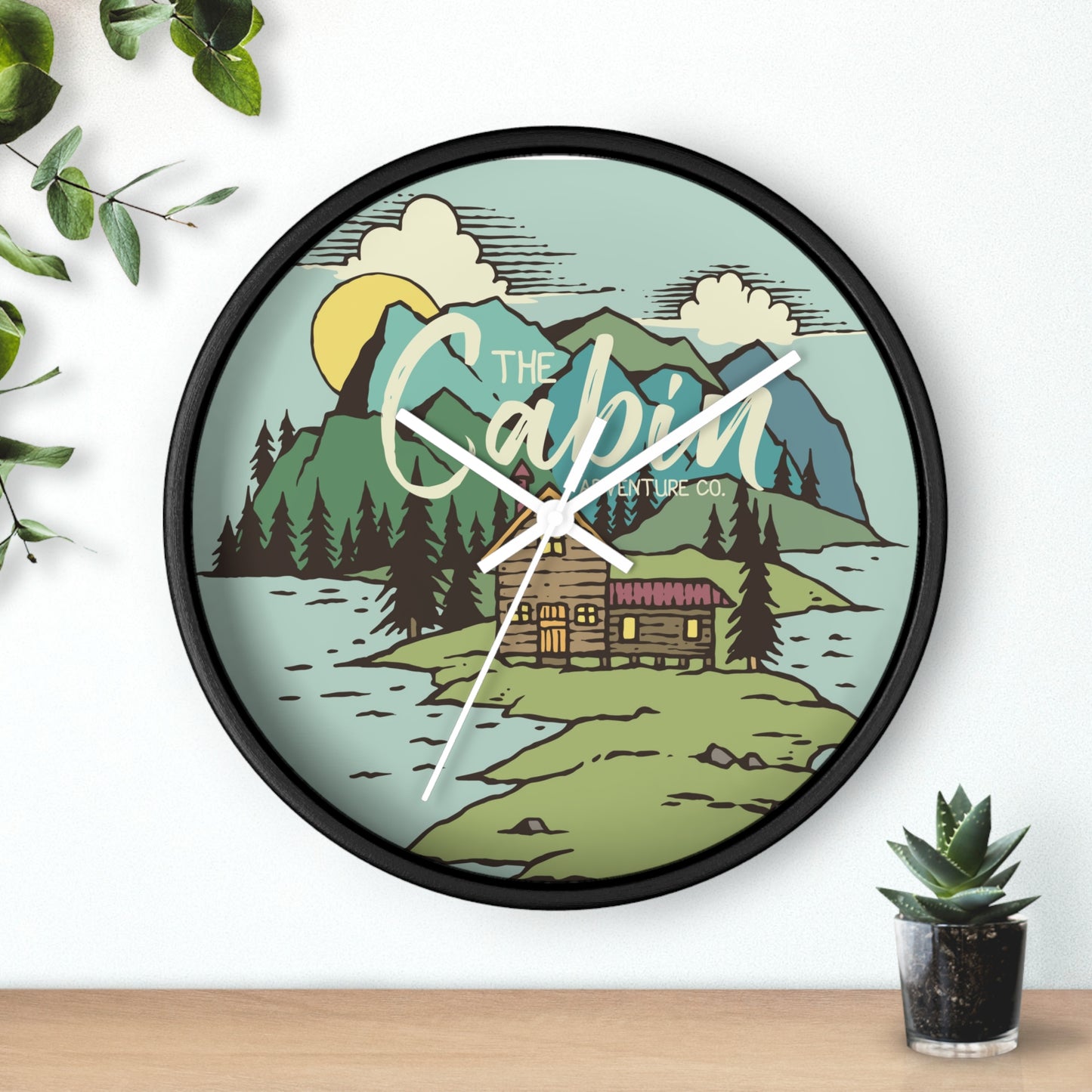 Rustic Cabin Adventure Wall Clock – Mountain Cabin Decor for Nature Lovers