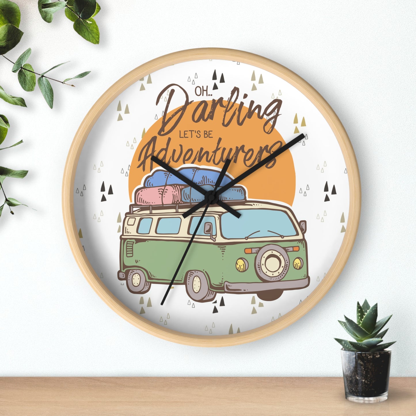 Adventure Awaits Wall Clock – Retro Camper Van Design