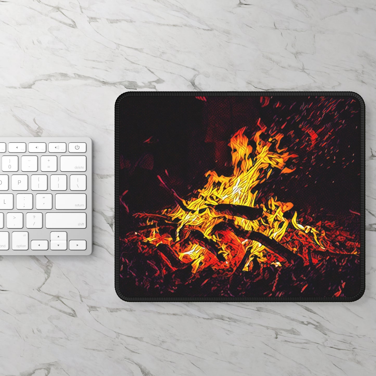 Night Bonfire Mouse Pad – Campfire Sparks in the Dark