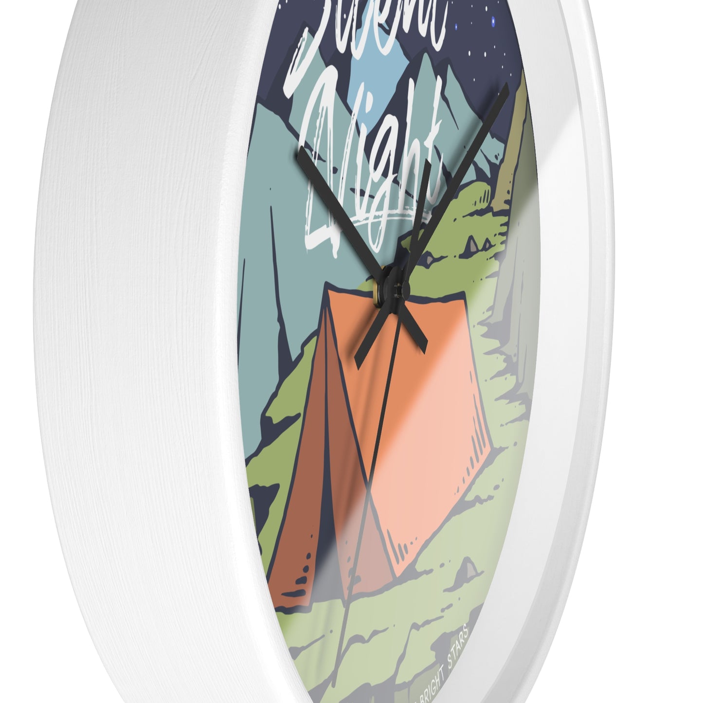 Silent mechanism detail of tent camping wall clock - side view