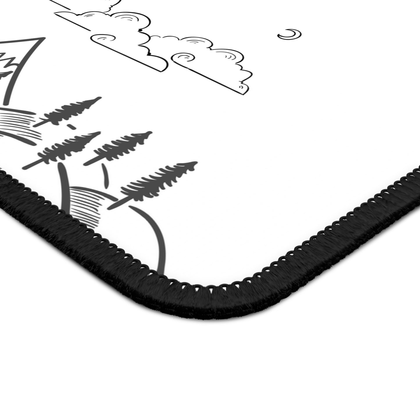 Minimal Line Art Camping Mouse Pad – Clean Outdoor Sketch Design