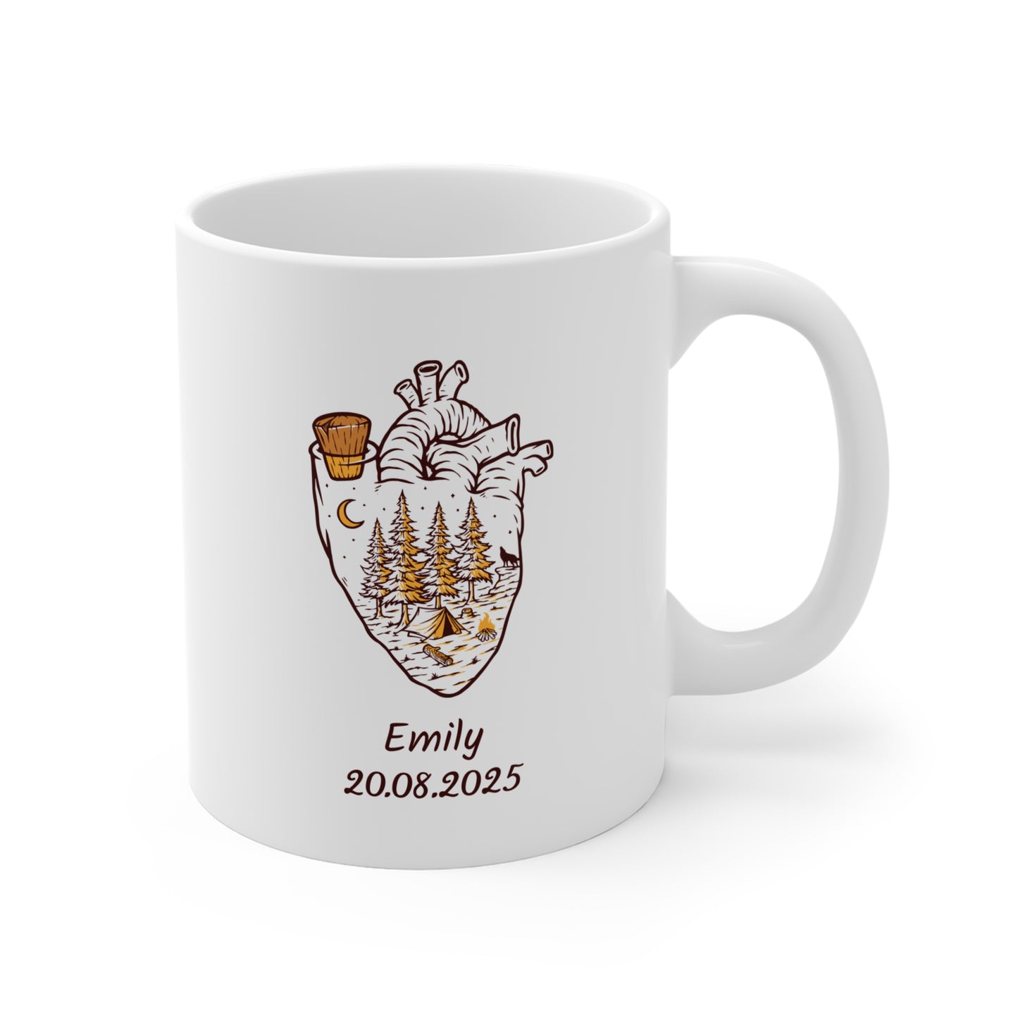 Heart Forest Mug – Nature & Camping Artwork