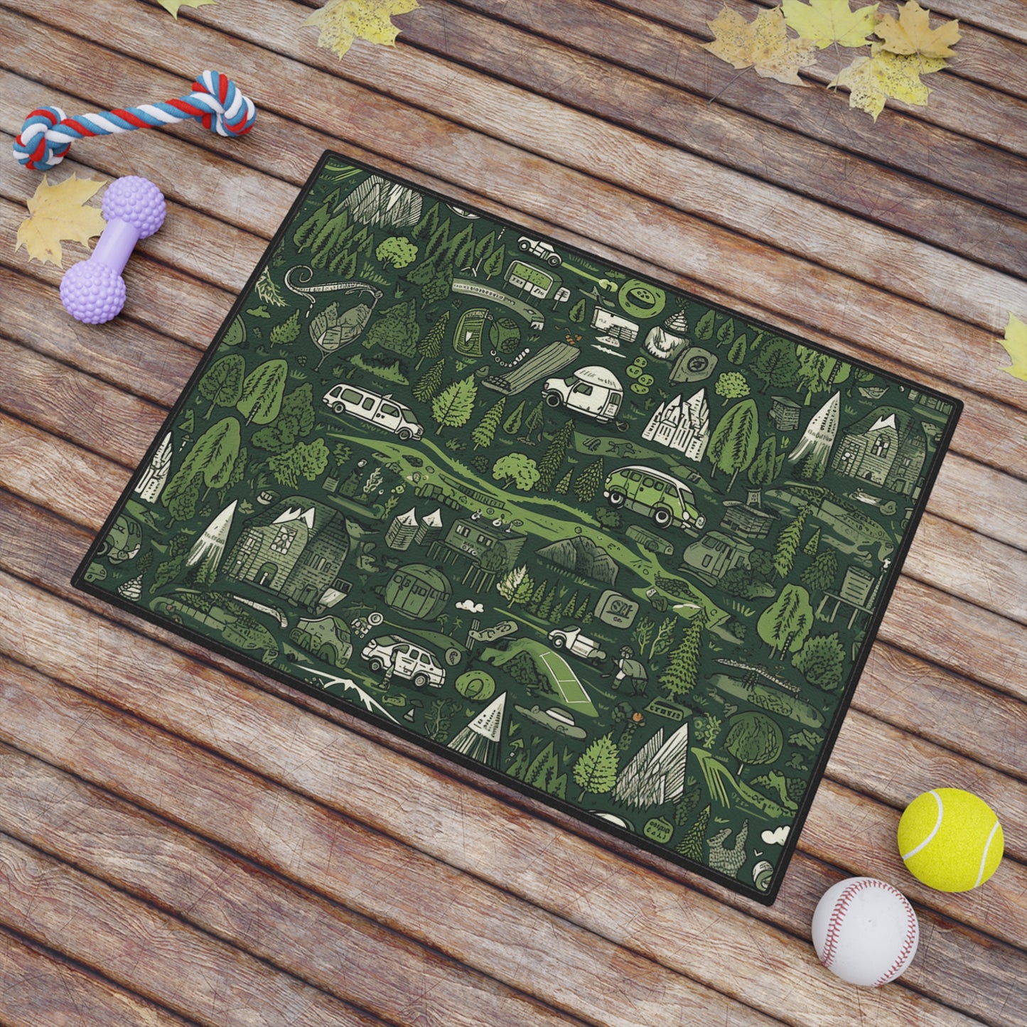 Mountain Map Pet Mat – Non-Slip Camping Placemat for Dogs & Cats, 18x24"