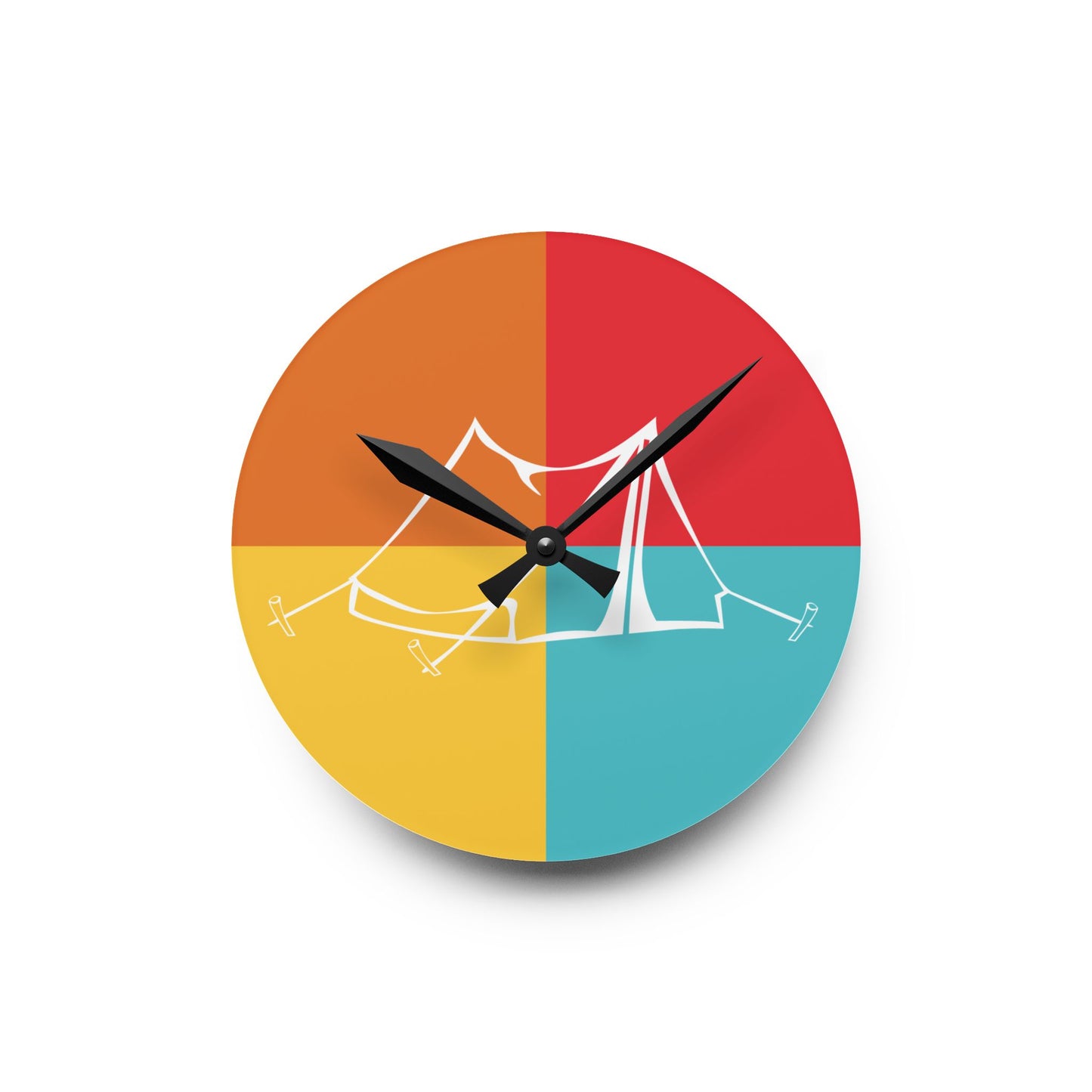 Retro Tent Wall Clock – Minimalist Outdoor-Inspired Decor