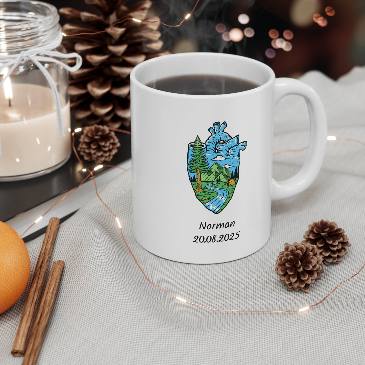 Heart Nature Mug – Mountain & Forest Design