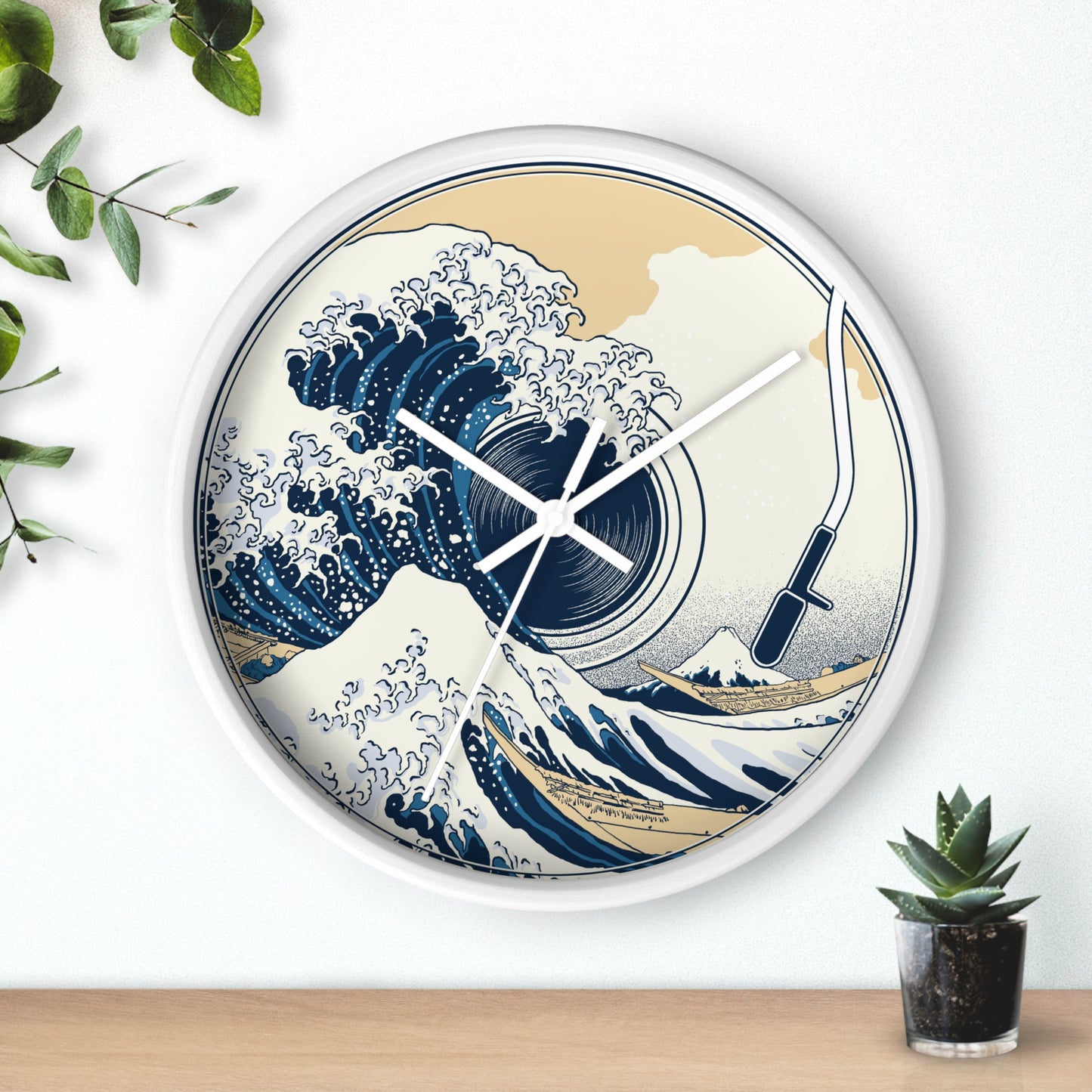 Ocean Waves Freedom Wall Clock – Artistic Vinyl Turntable Design
