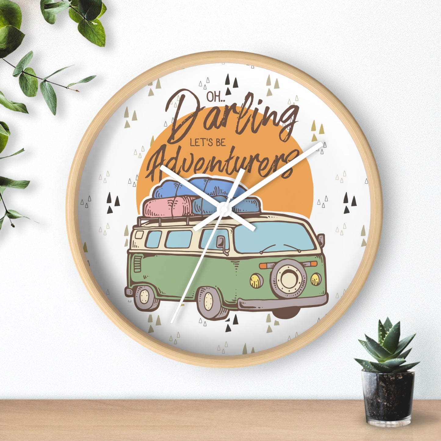 Adventure Awaits Wall Clock – Retro Camper Van Design