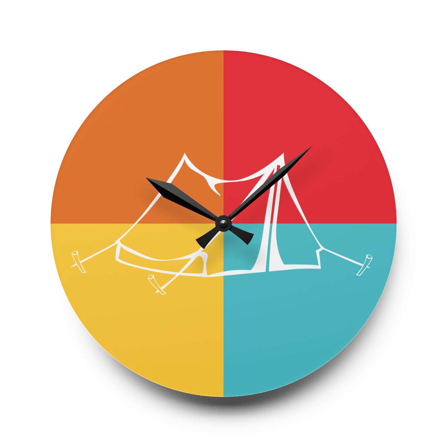 Retro Tent Wall Clock – Minimalist Outdoor-Inspired Decor