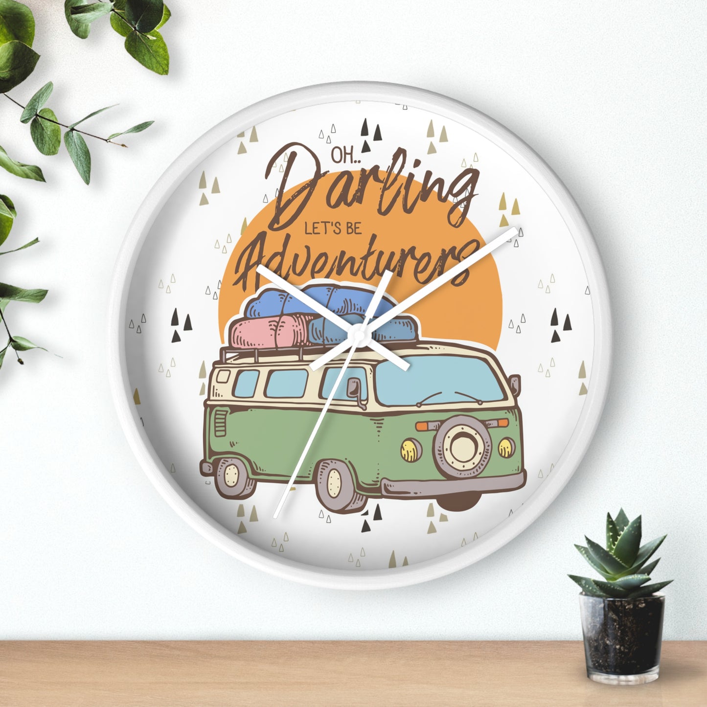 Adventure Awaits Wall Clock – Retro Camper Van Design