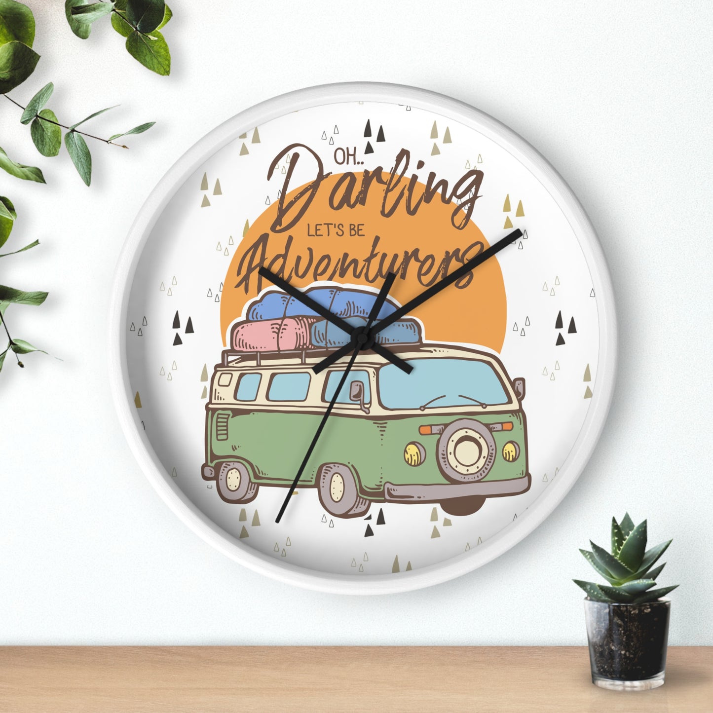 Adventure Awaits Wall Clock – Retro Camper Van Design