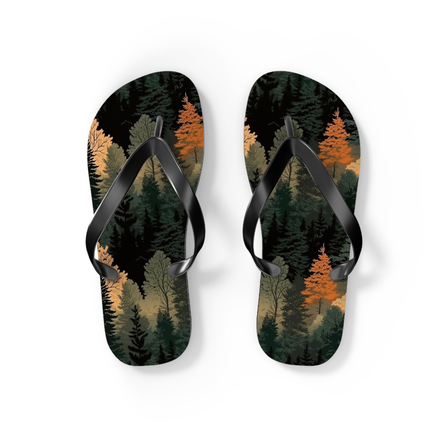 Forest Flip Flops – Comfortable Summer Sandals with Autumn Tree Design
