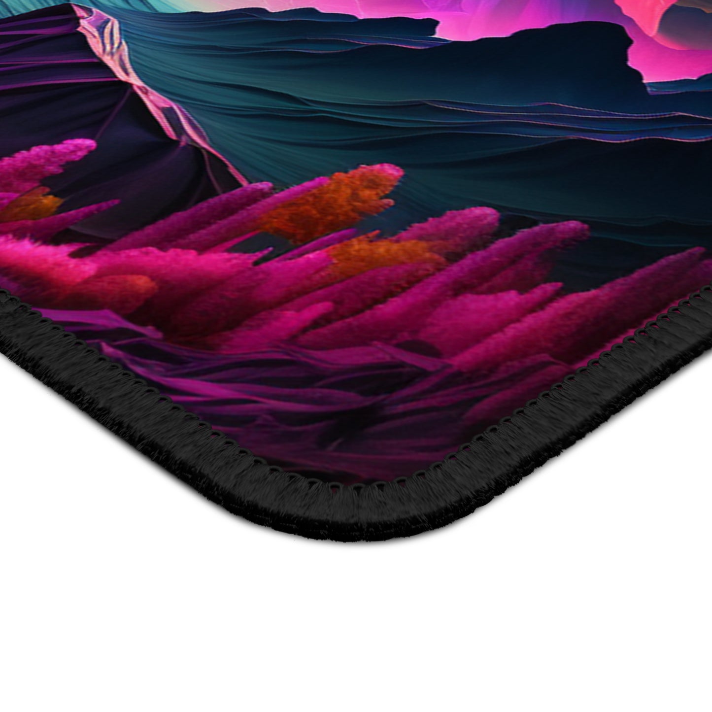 Fantasy Mountain Mouse Pad – Neon Galaxy Night Landscape