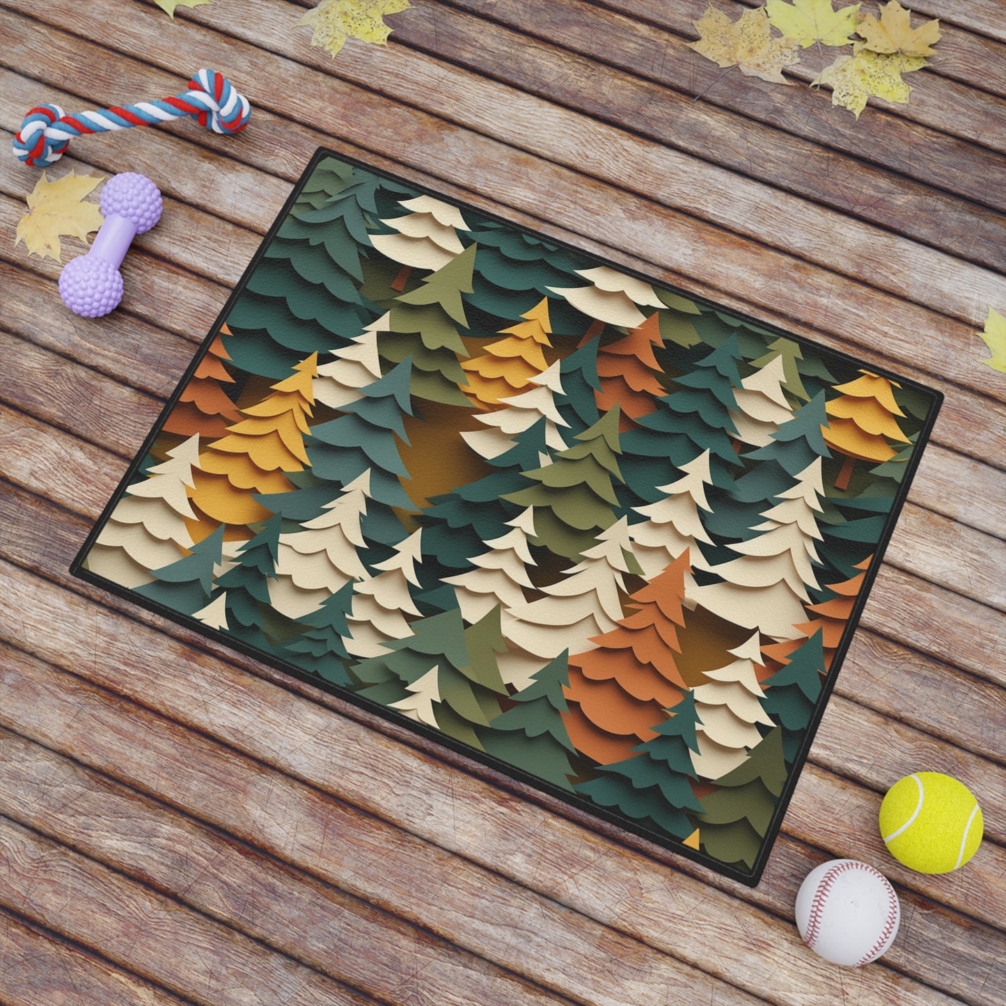 Modern Forest Pet Mat – Non-Slip Tree Pattern Feeding Mat for Cats & Dogs