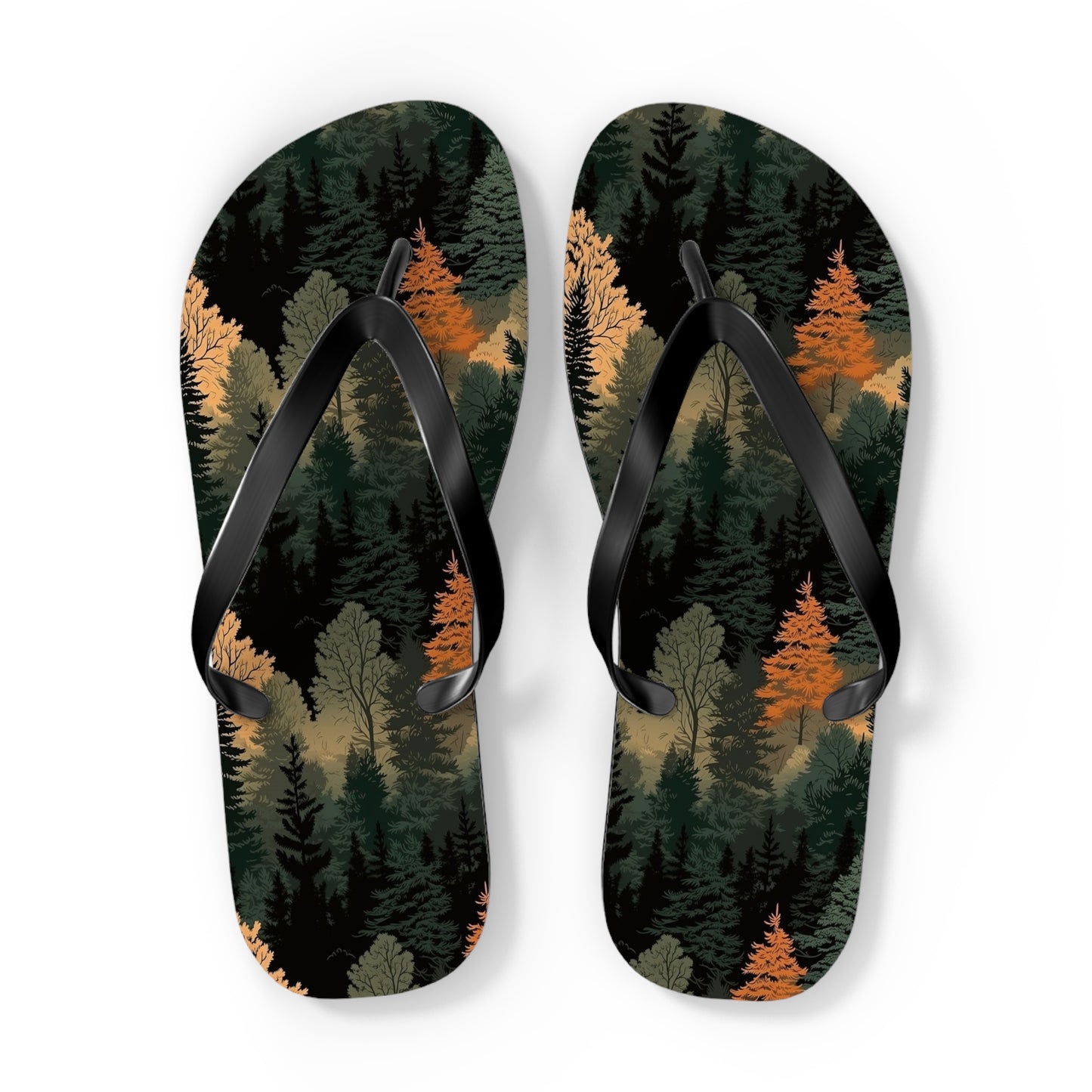 Forest Flip Flops – Comfortable Summer Sandals with Autumn Tree Design