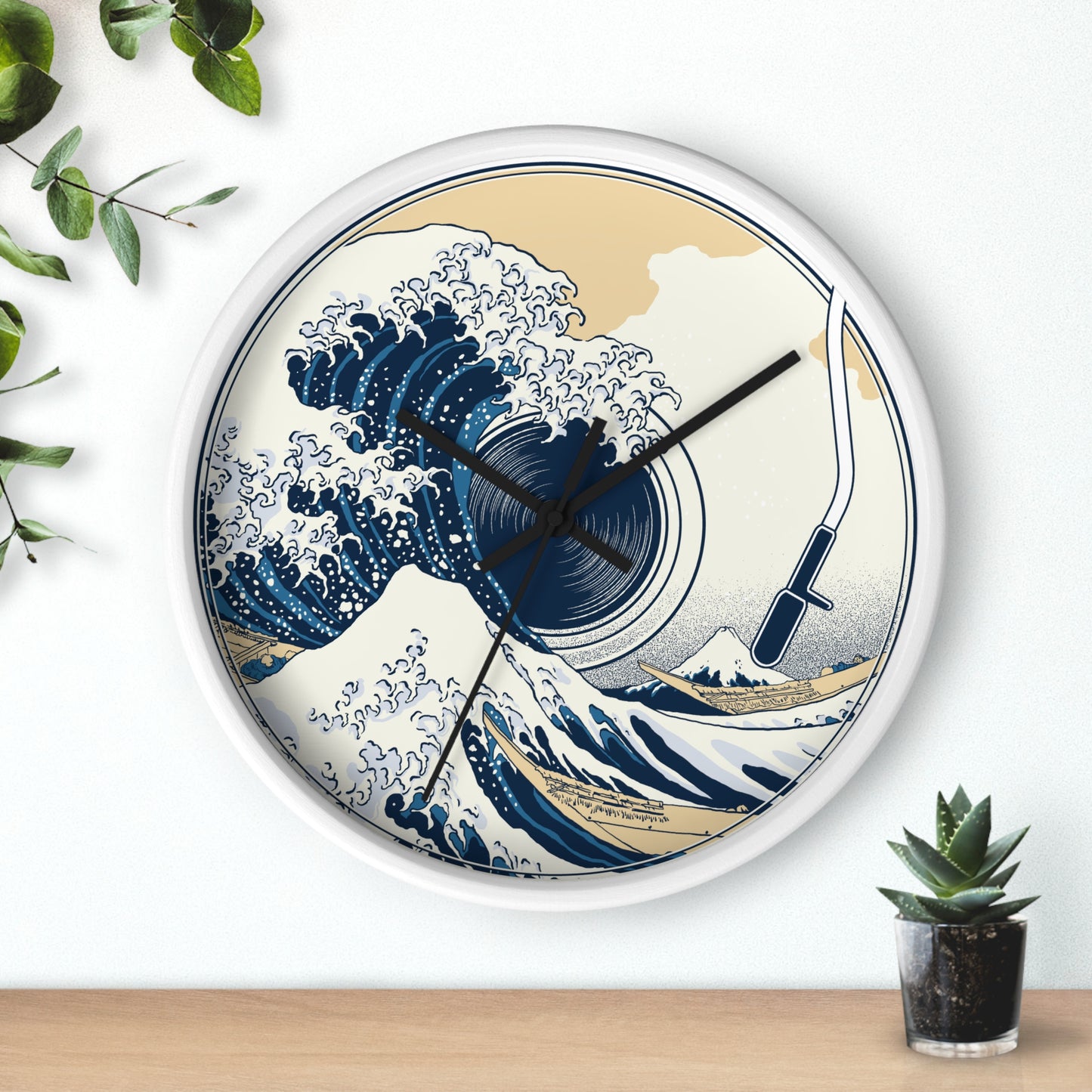 Ocean Waves Freedom Wall Clock – Artistic Vinyl Turntable Design