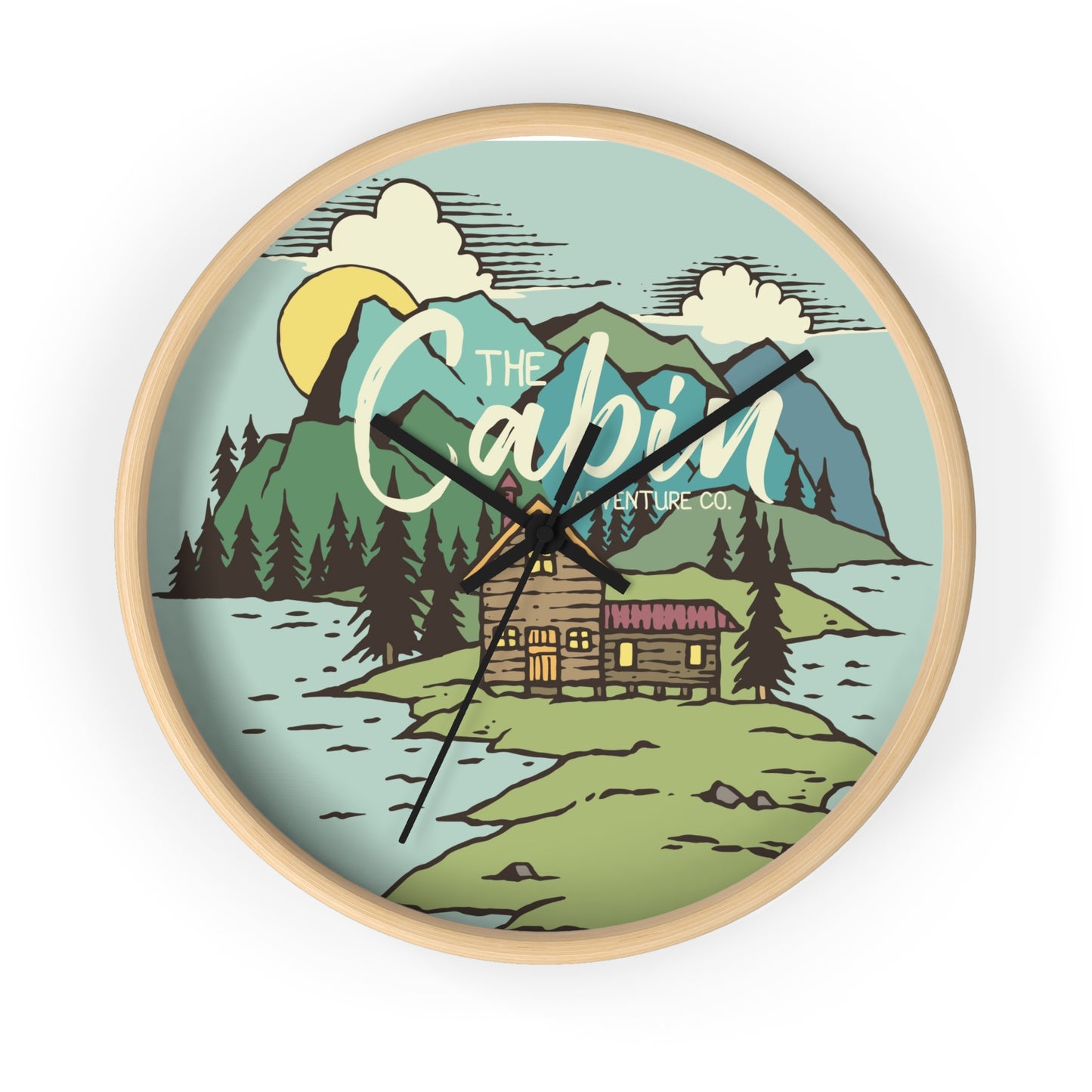 Rustic Cabin Adventure Wall Clock – Mountain Cabin Decor for Nature Lovers