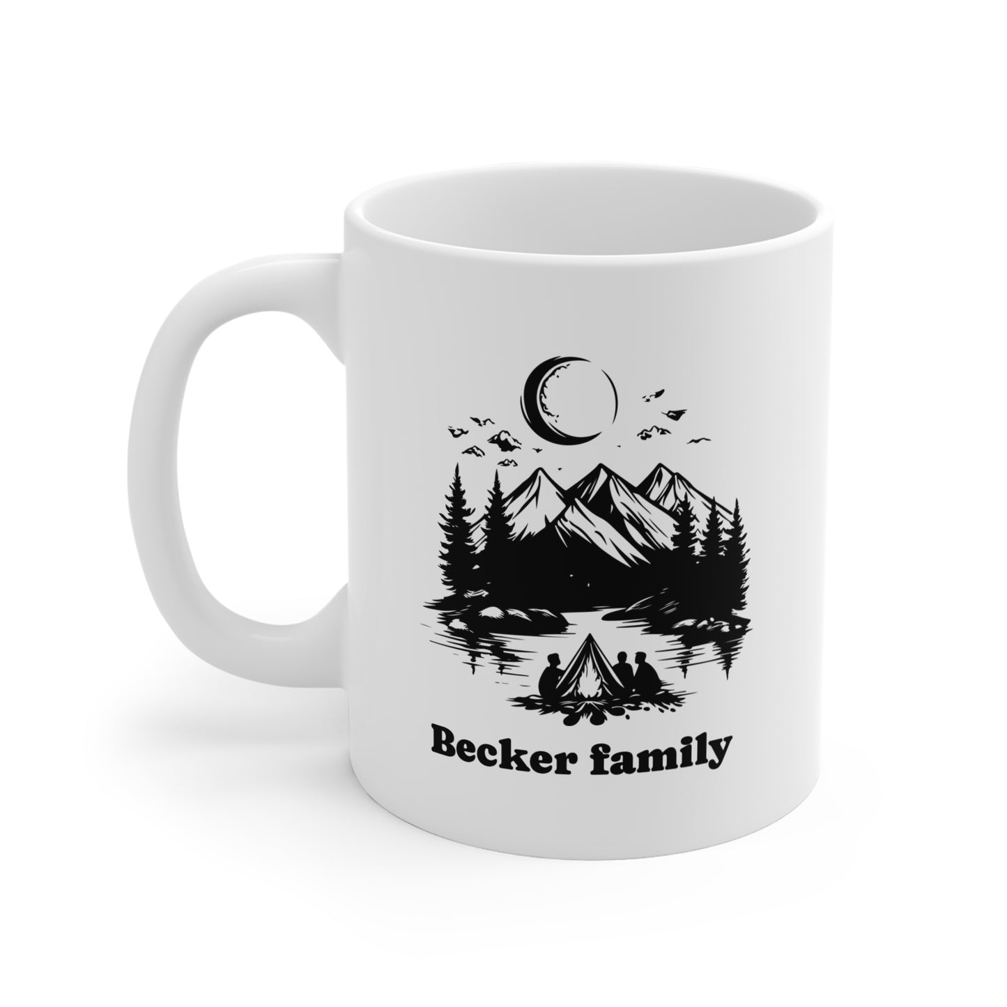Family Camping Mug – Mountain & Campfire Design
