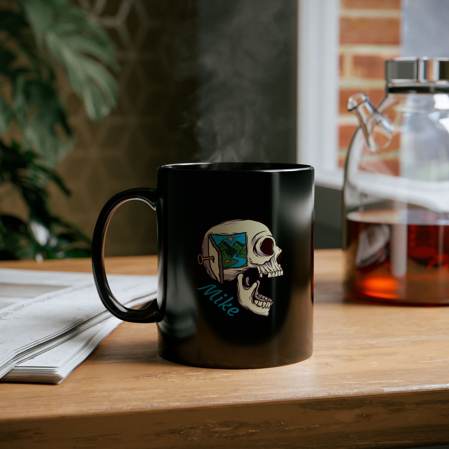Skull Adventure Mug – Mountain & Camping Design