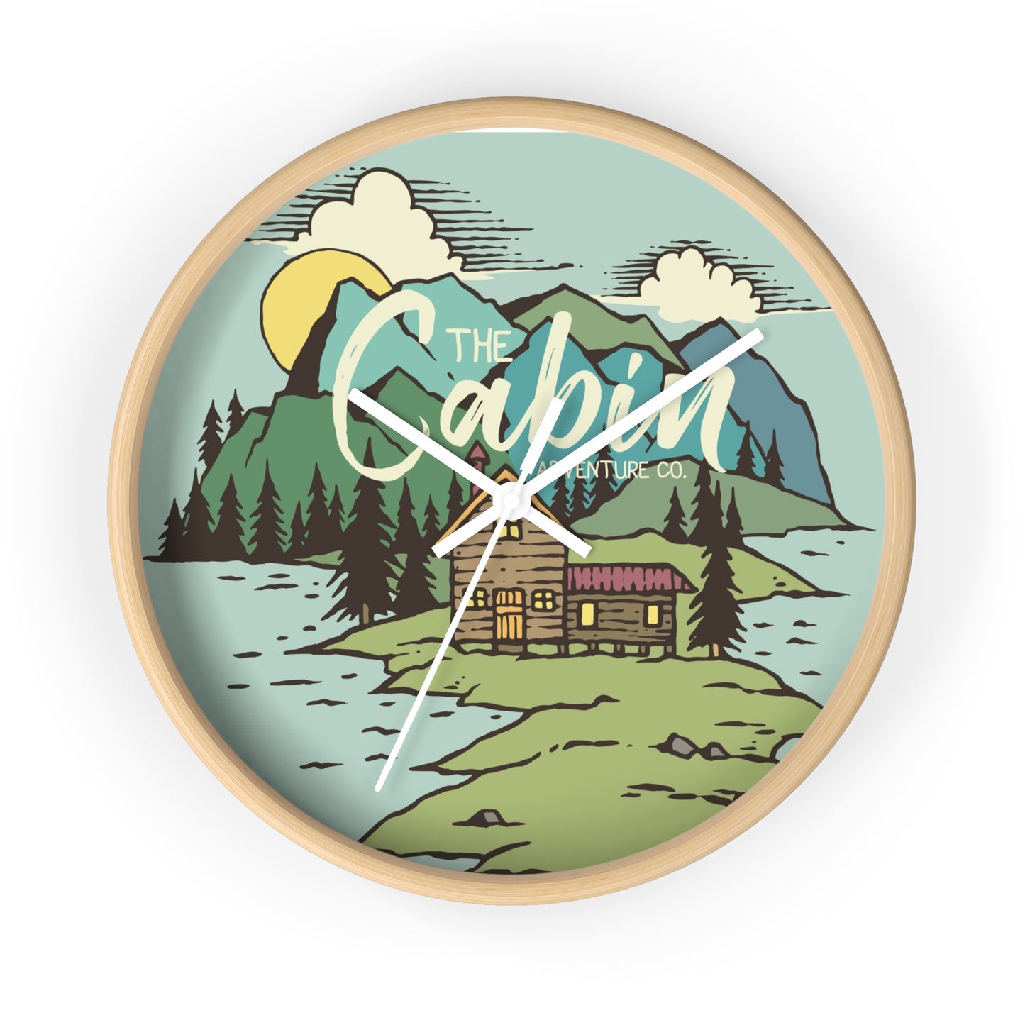 Rustic Cabin Adventure Wall Clock – Mountain Cabin Decor for Nature Lovers