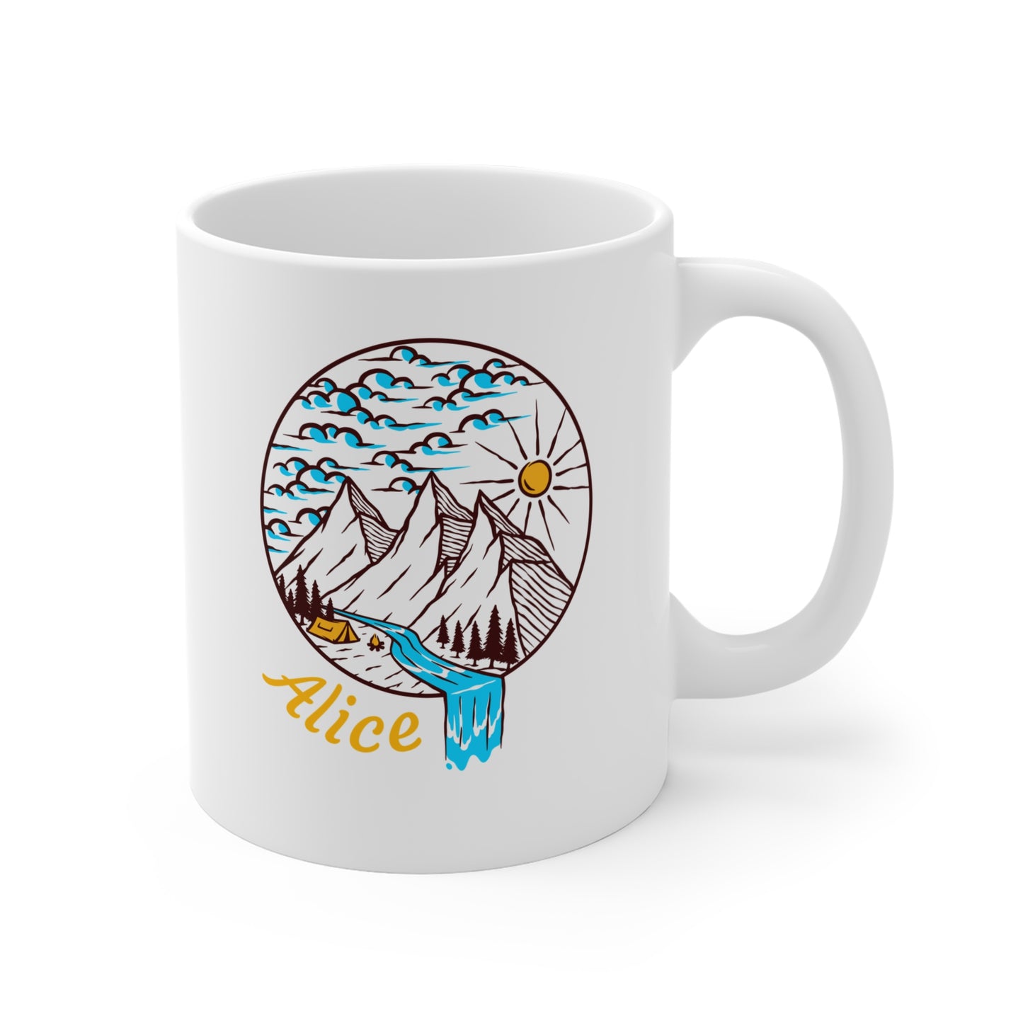 Mountain Sunrise Mug – Nature & Camping Design