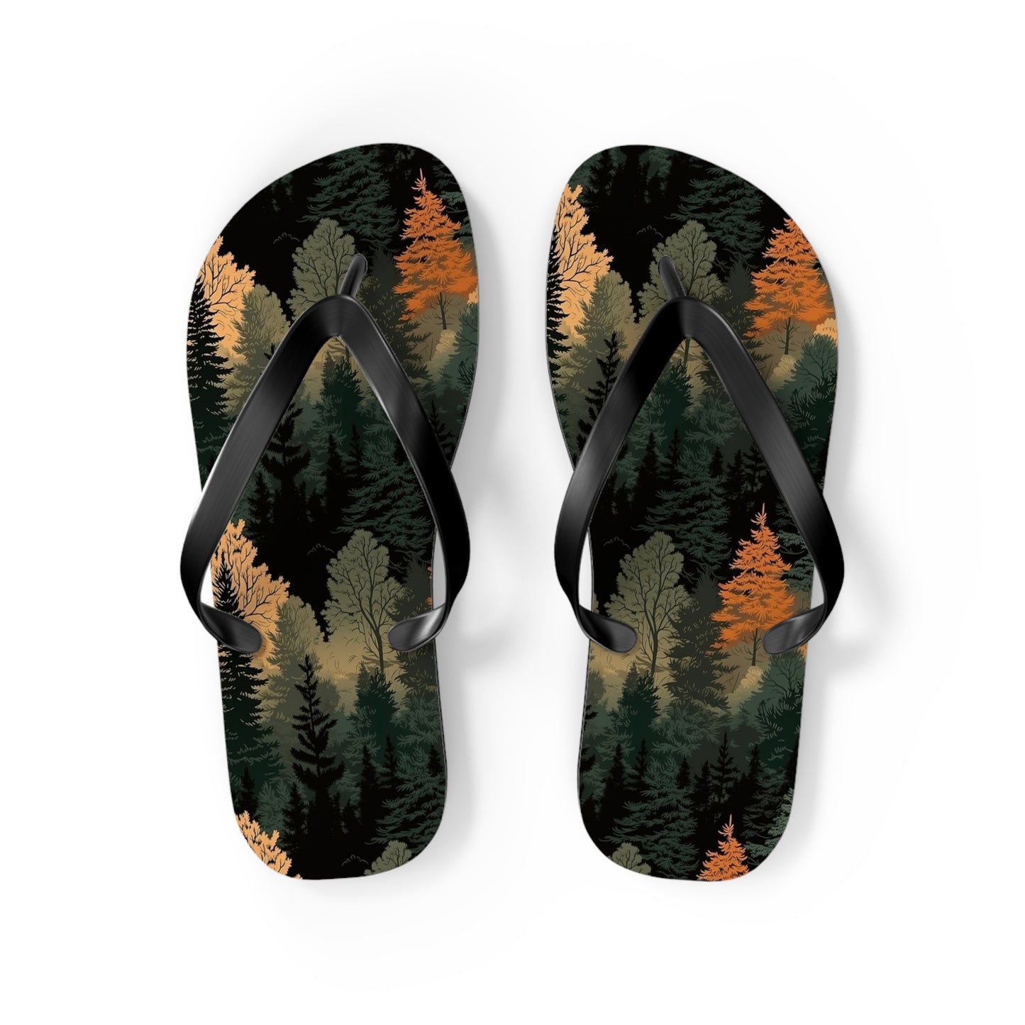 Forest Flip Flops – Comfortable Summer Sandals with Autumn Tree Design