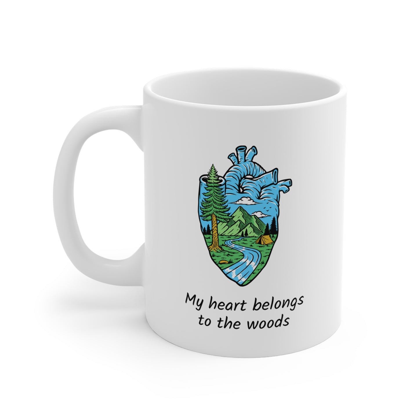 Heart Nature Mug – Mountain & Forest Design