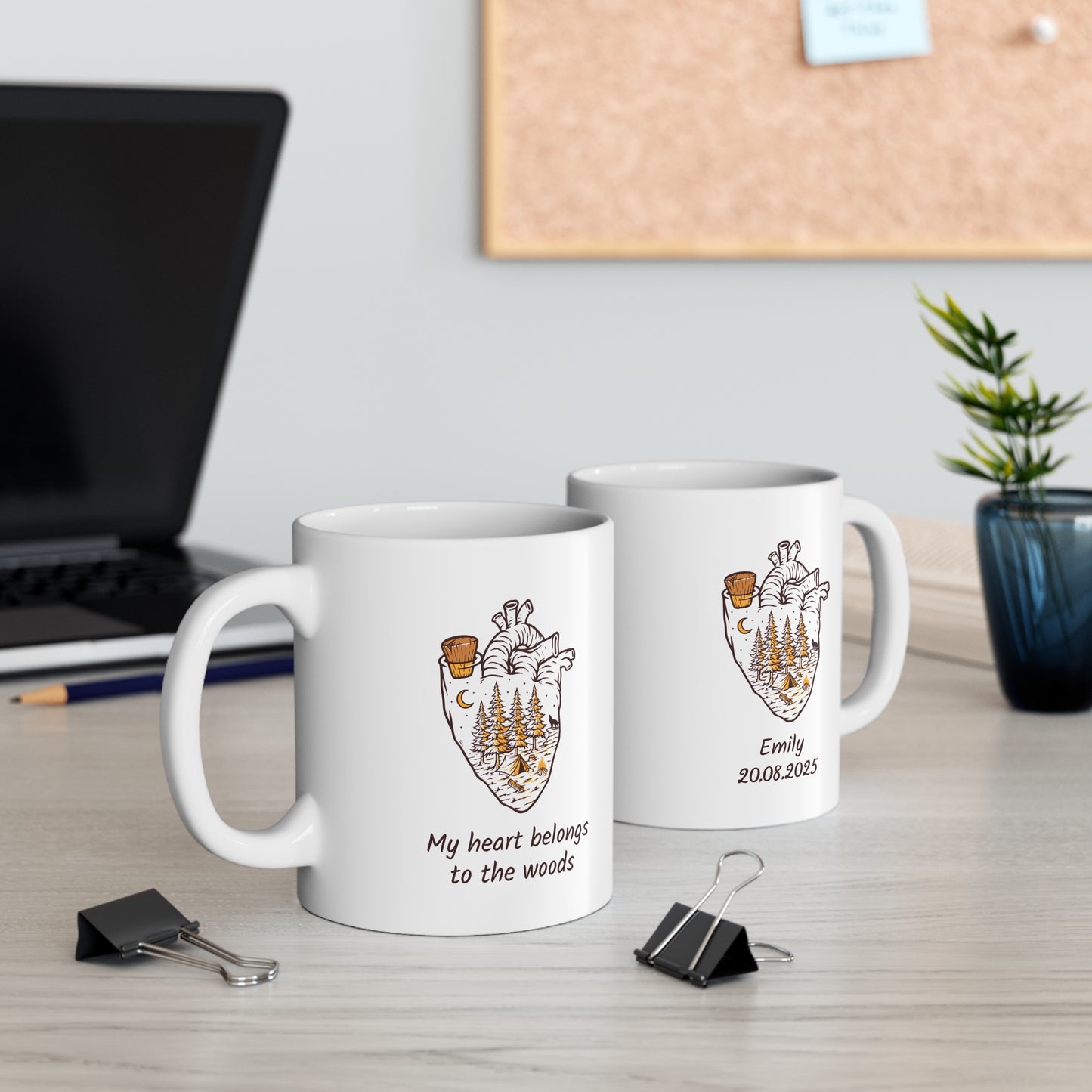 Heart Forest Mug – Nature & Camping Artwork